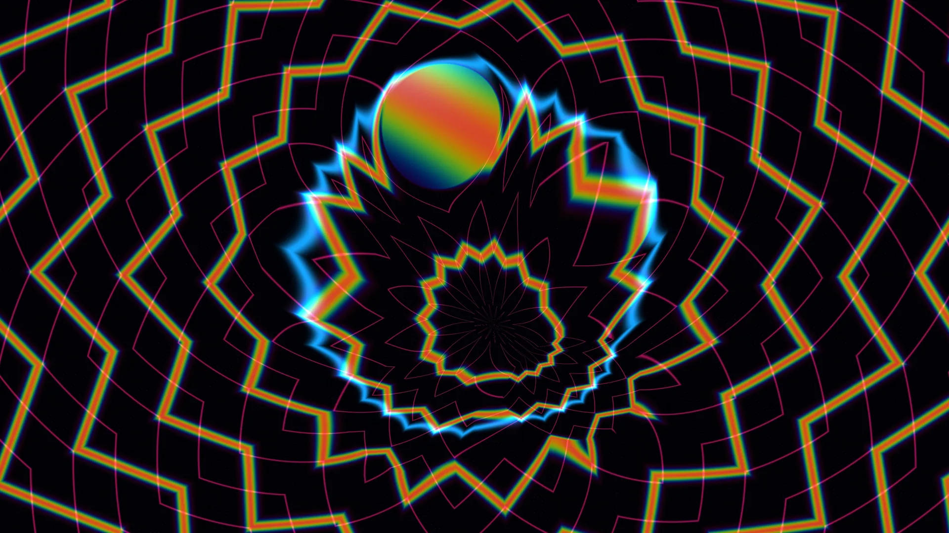 Prismatic Orb in a Geometric Night Field — abstract wallpaper at 3840x2160