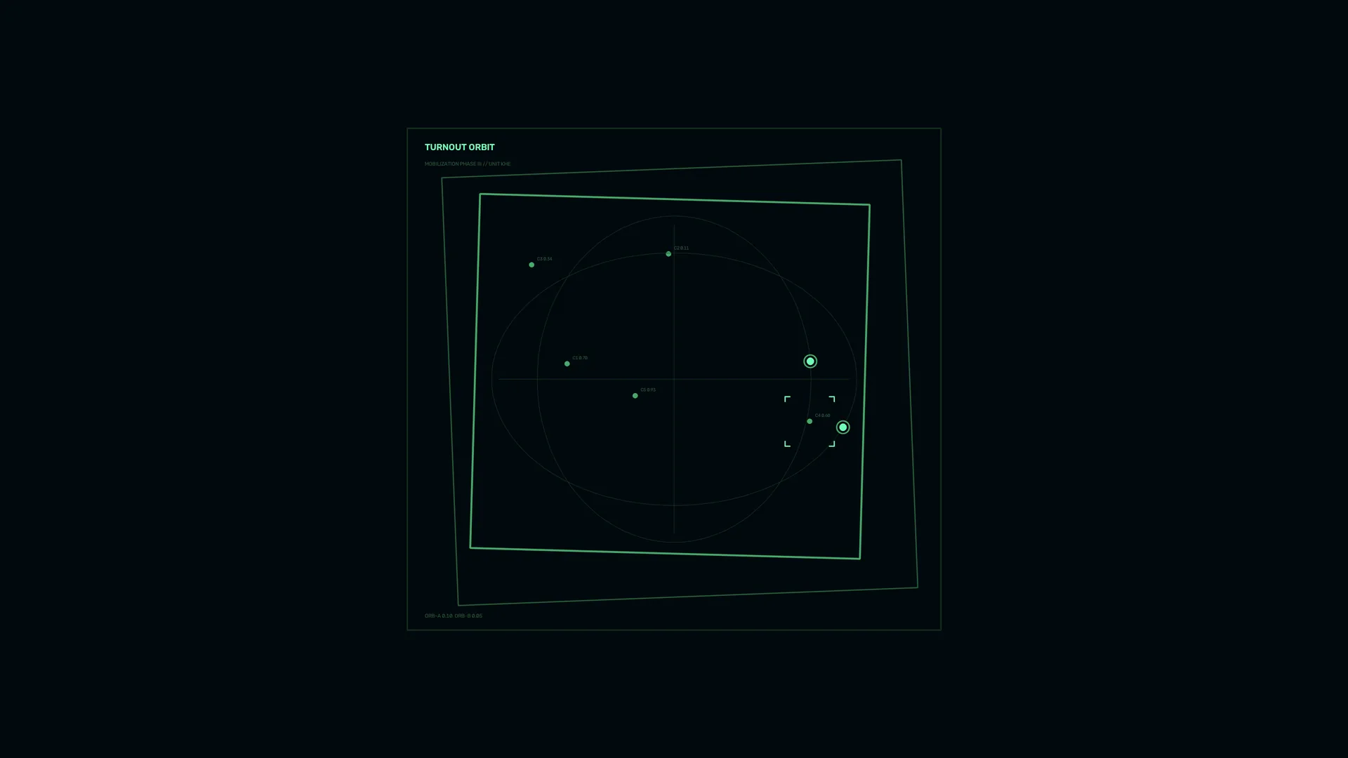 Green orbital grid on a midnight field — orbital diagram wallpaper at 3840x2160