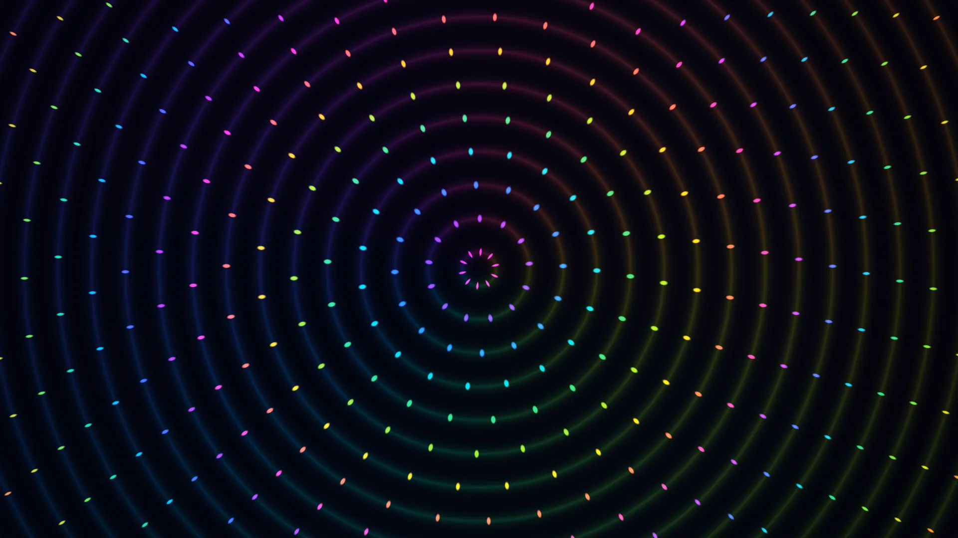 Concentric neon rings with multicolored light — concentric rings wallpaper at 3840x2160