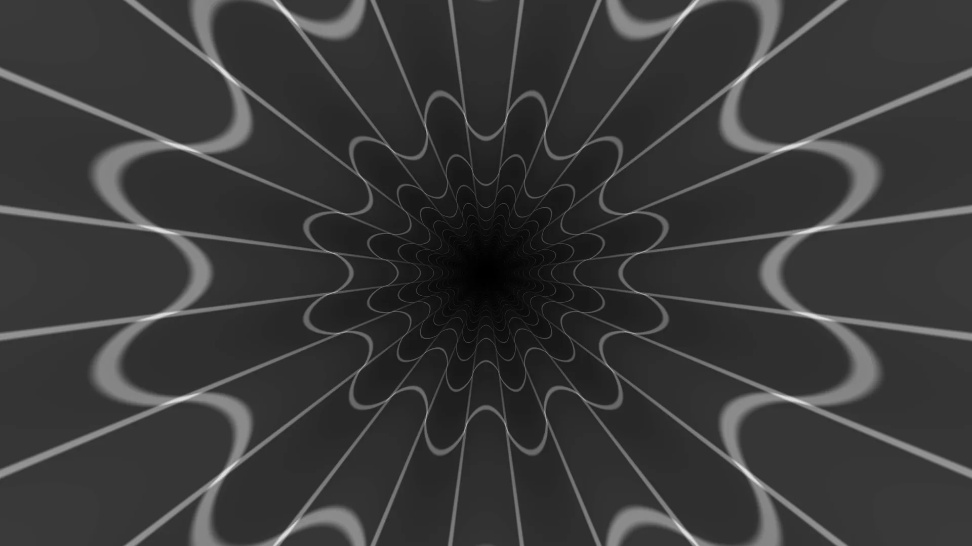Monochrome radial spiral with flowing linework — radial spiral wallpaper at 3840x2160