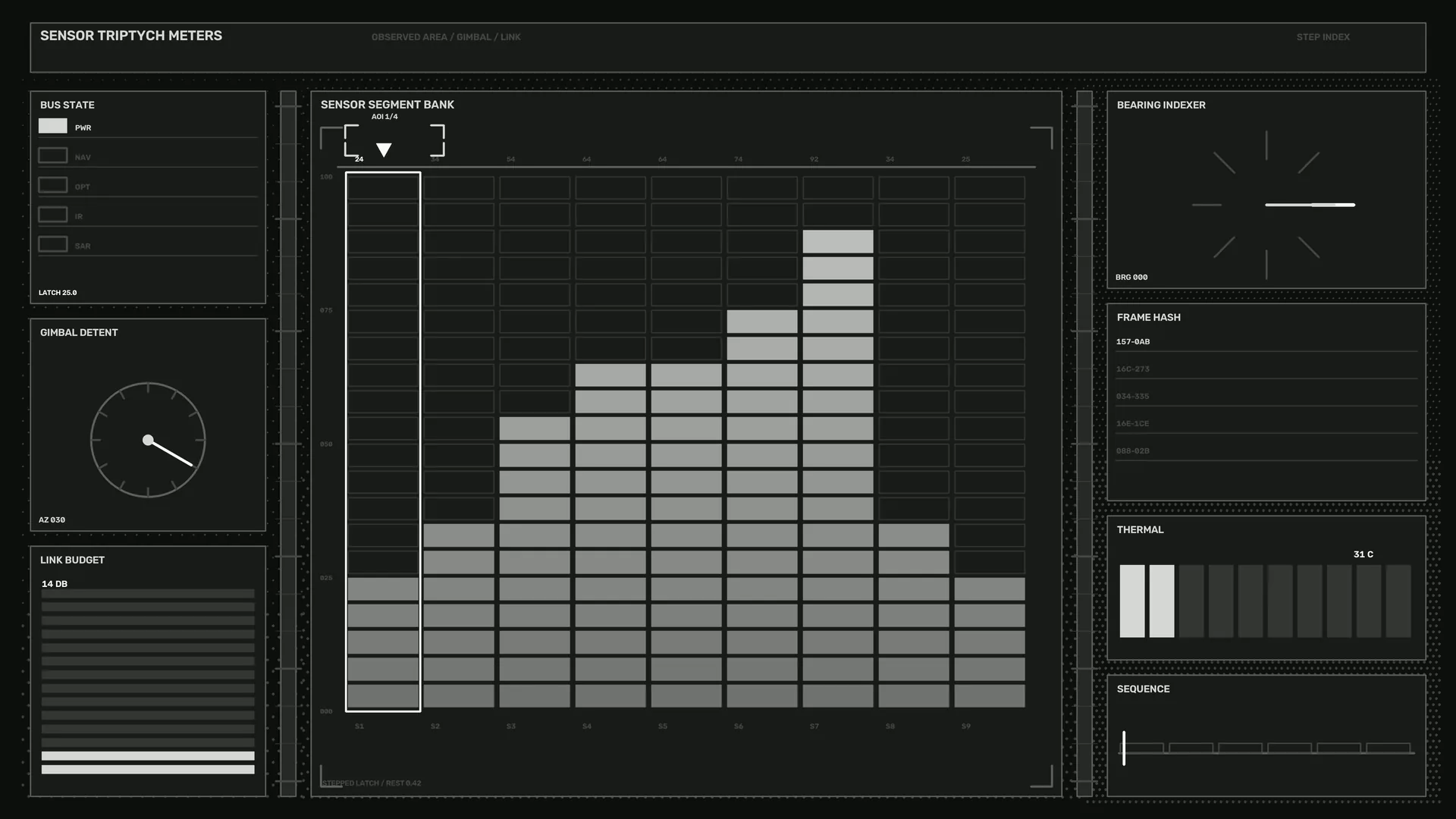 Monochrome Sensor Grid Interface with Signal Bars — sensor interface wallpaper at 3840x2160