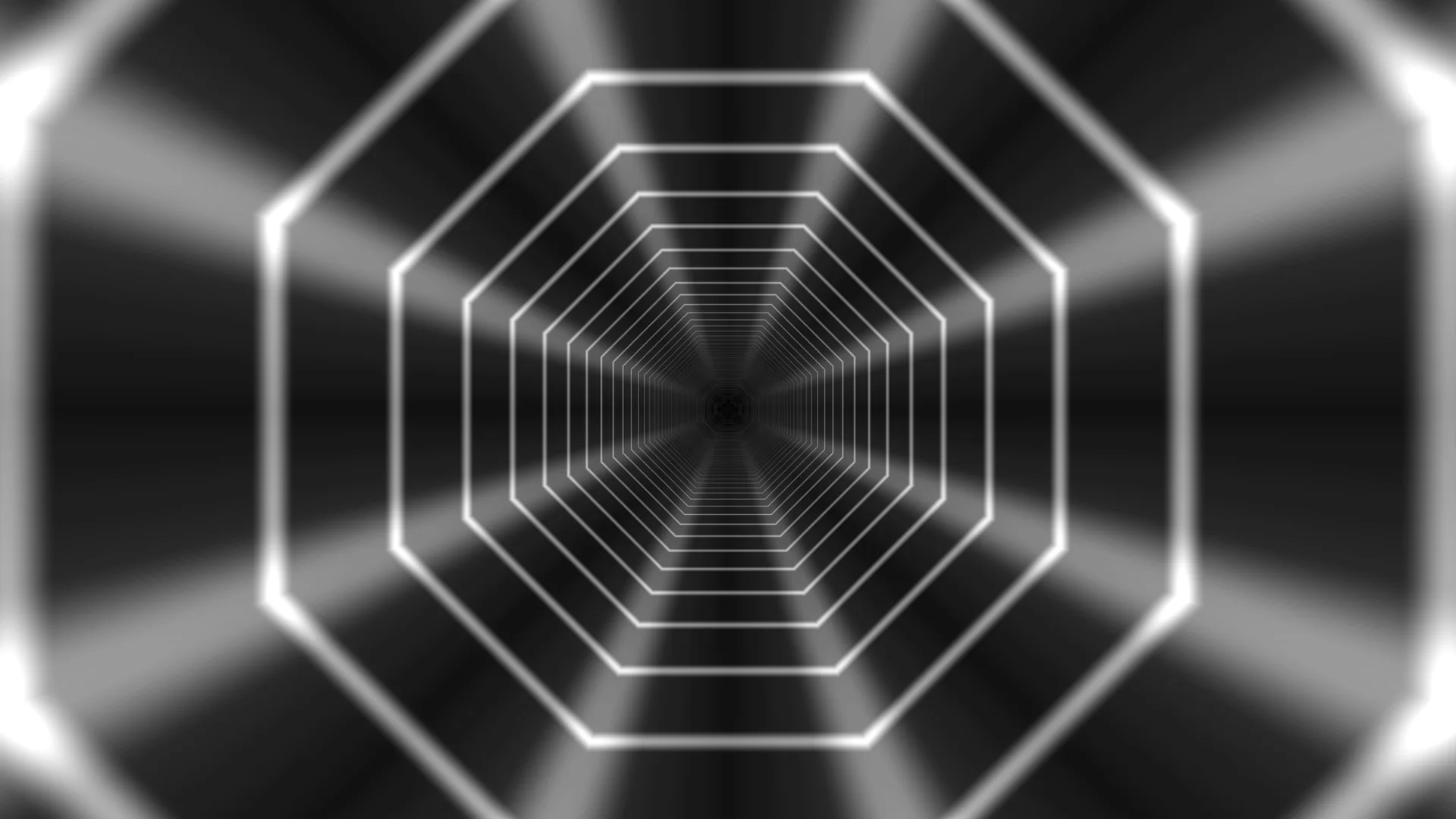 Concentric octagon tunnel in monochrome light — concentric octagons wallpaper at 3840x2160