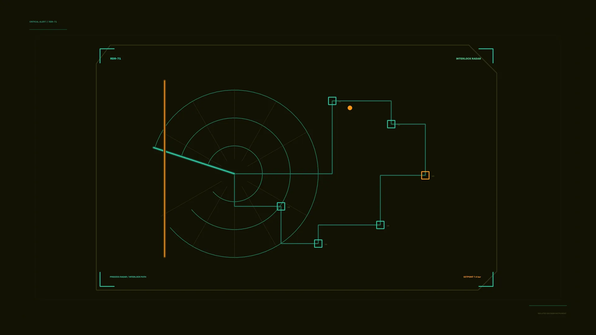 Radar geometry in teal and amber light — radar wallpaper at 3840x2160