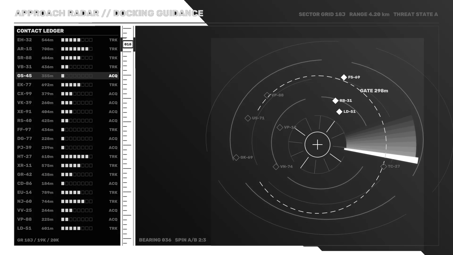 Monochrome Radar Docking Guidance Display — radar wallpaper at 3840x2160