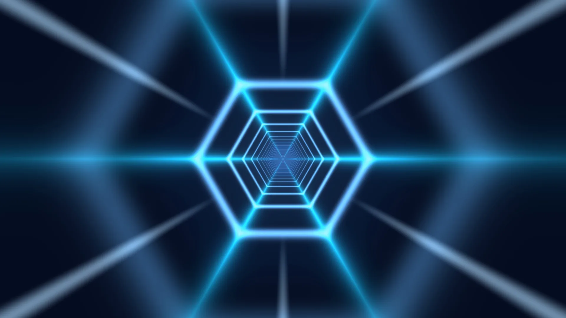 Cyan hexagonal tunnel in deep blue space — hexagonal tunnel wallpaper at 3840x2160