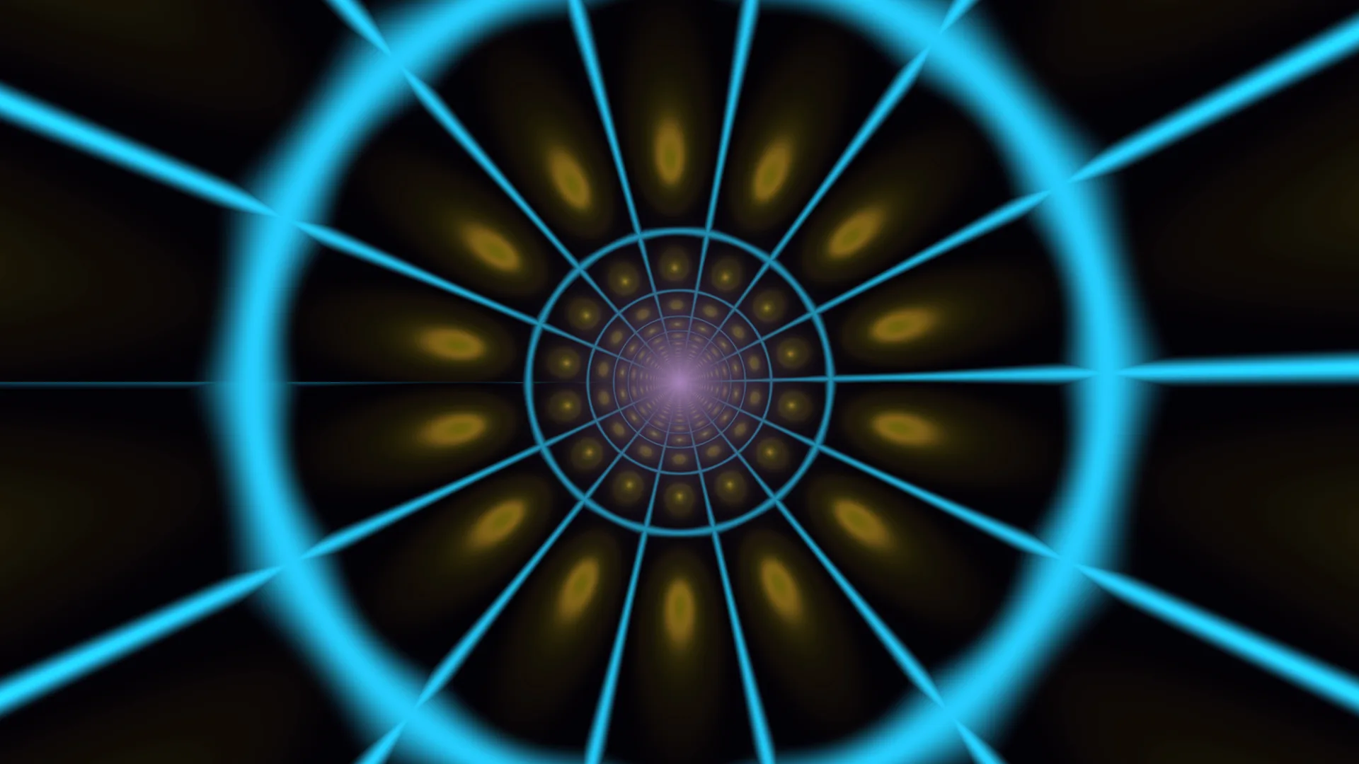 Cyan radial lattice with a golden centre — cyan wallpaper at 3840x2160