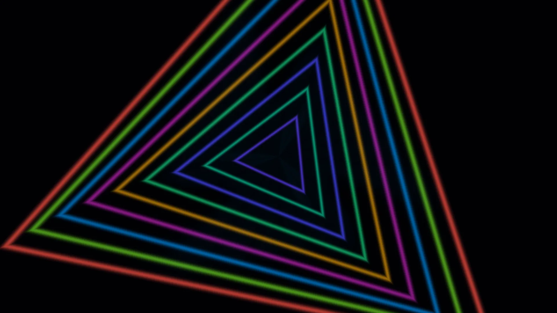Neon triangles receding into black space — neon triangles wallpaper at 3840x2160