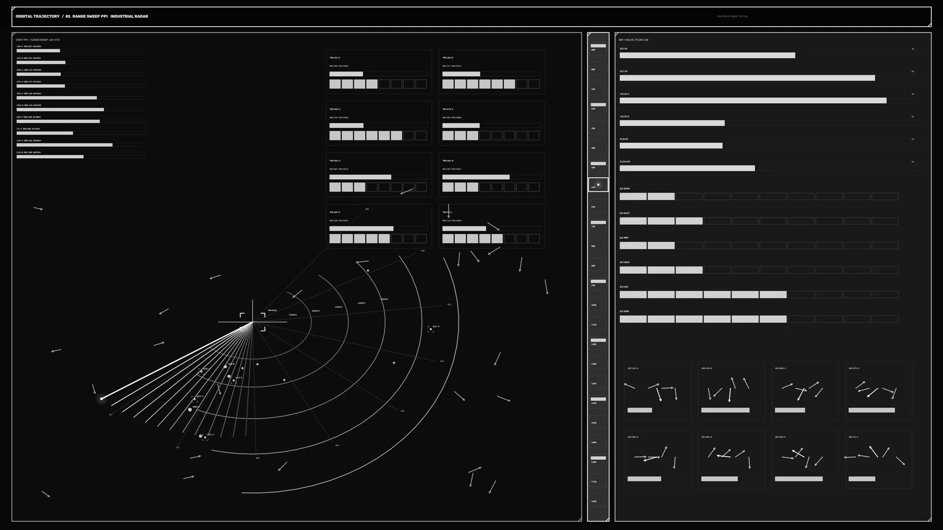 Orbital radar diagram in black and white — orbital diagram wallpaper at 3840x2160
