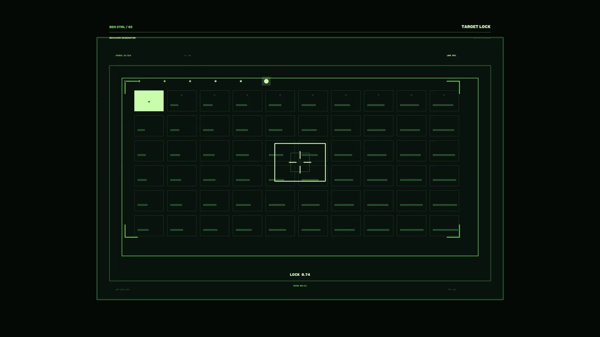 Green target-lock interface on a dark grid — targeting reticle wallpaper at 3840x2160