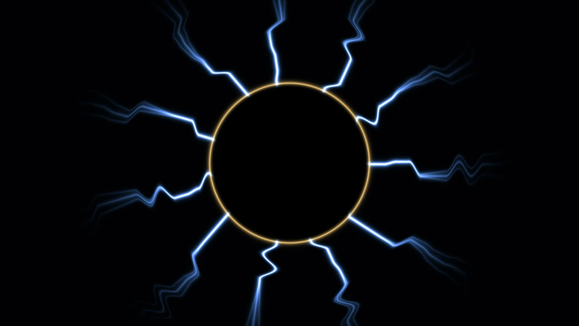 Electric blue rays around a dark golden circle — electric blue wallpaper at 3840x2160