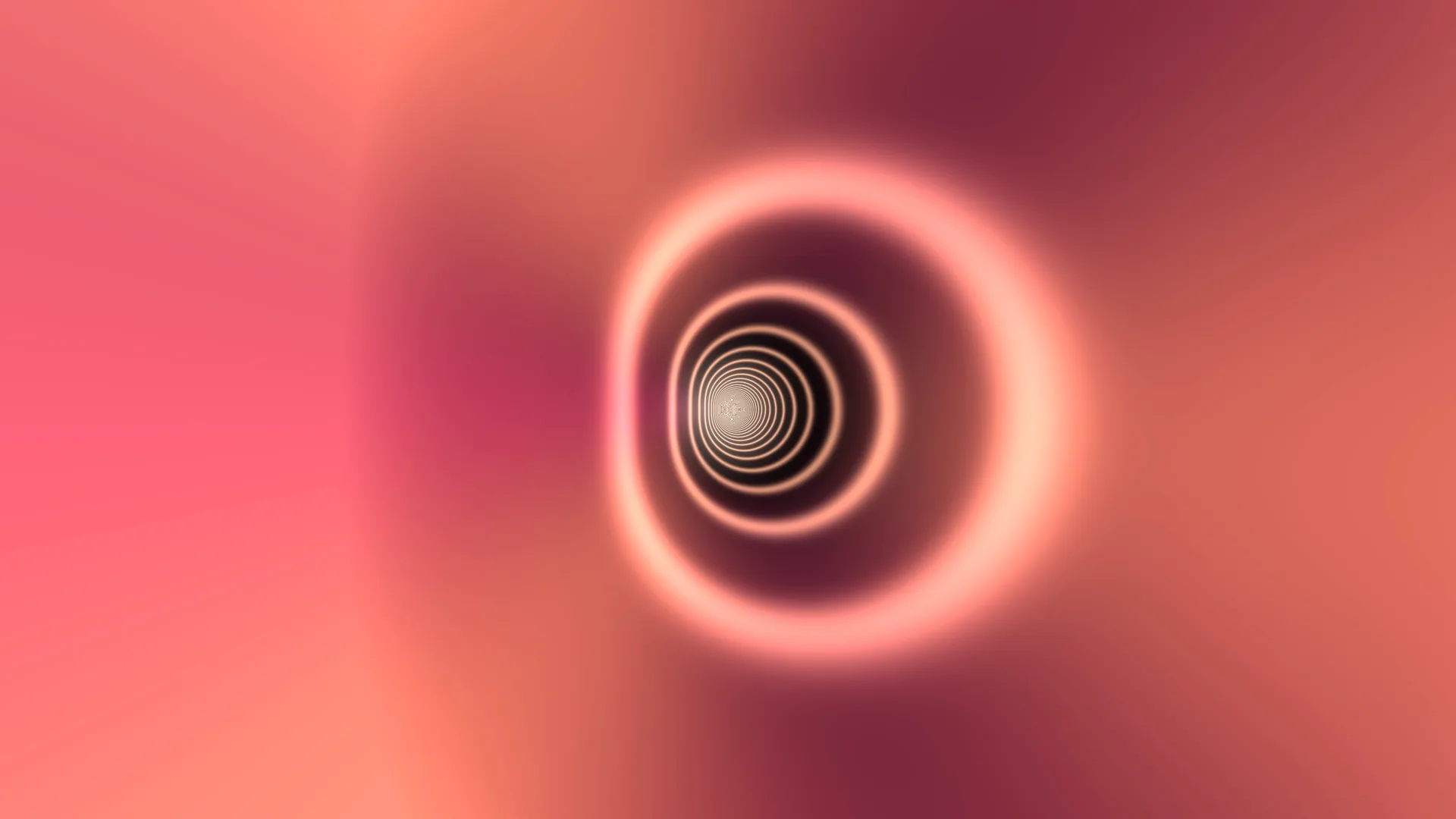 Coral rings receding into a dark central void — concentric rings wallpaper at 3840x2160