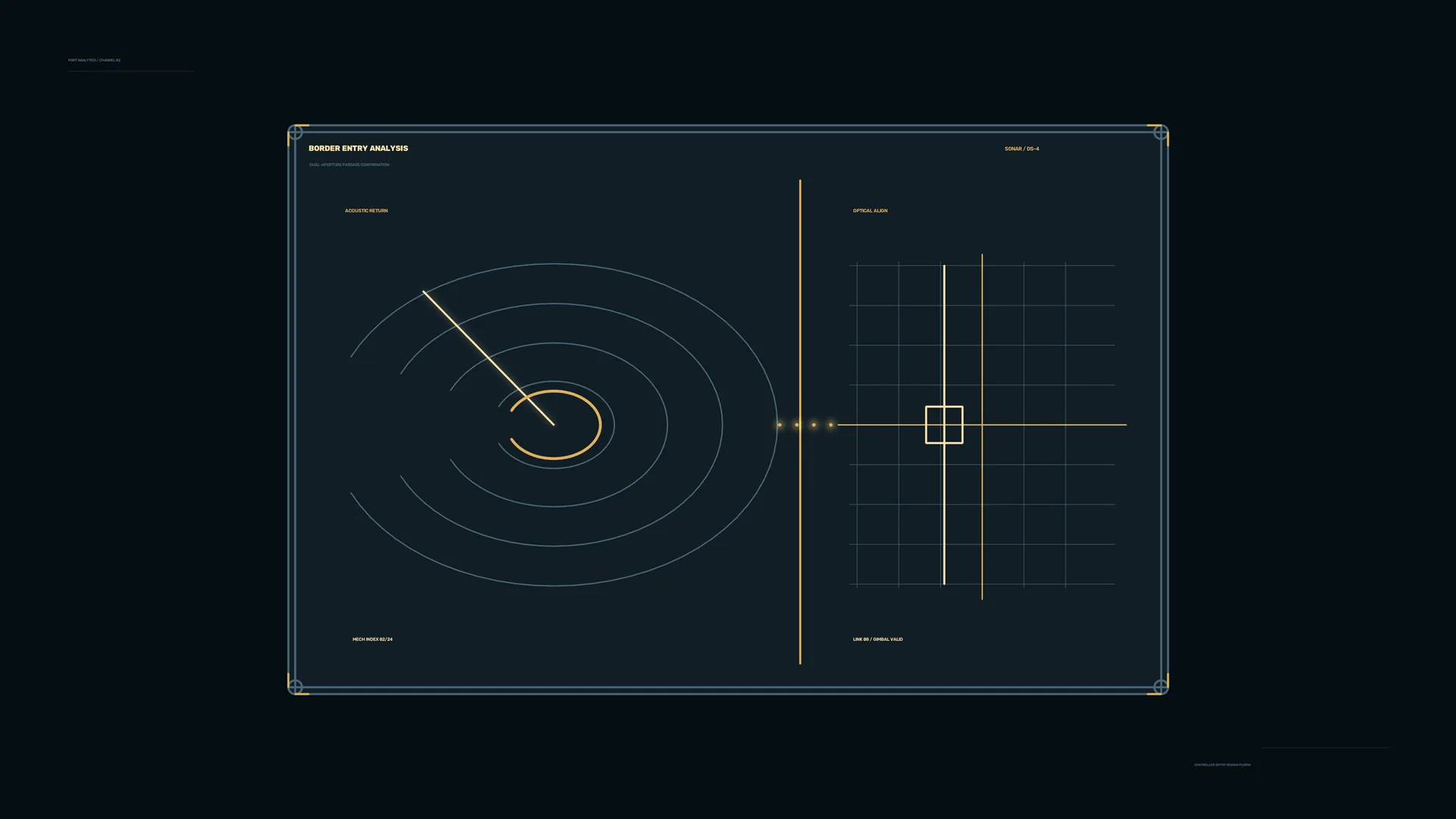 Orbital Geometry in Navy and Amber Lines — technical diagram wallpaper at 3840x2160