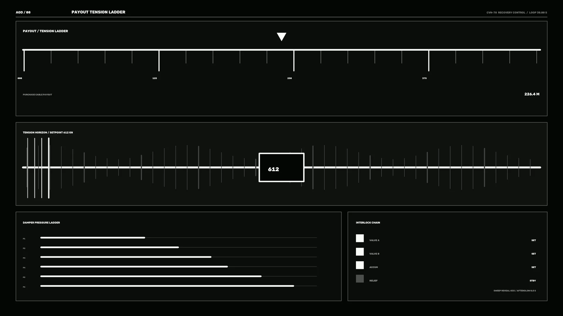 Monochrome tension ladder control diagram — technical diagram wallpaper at 3840x2160