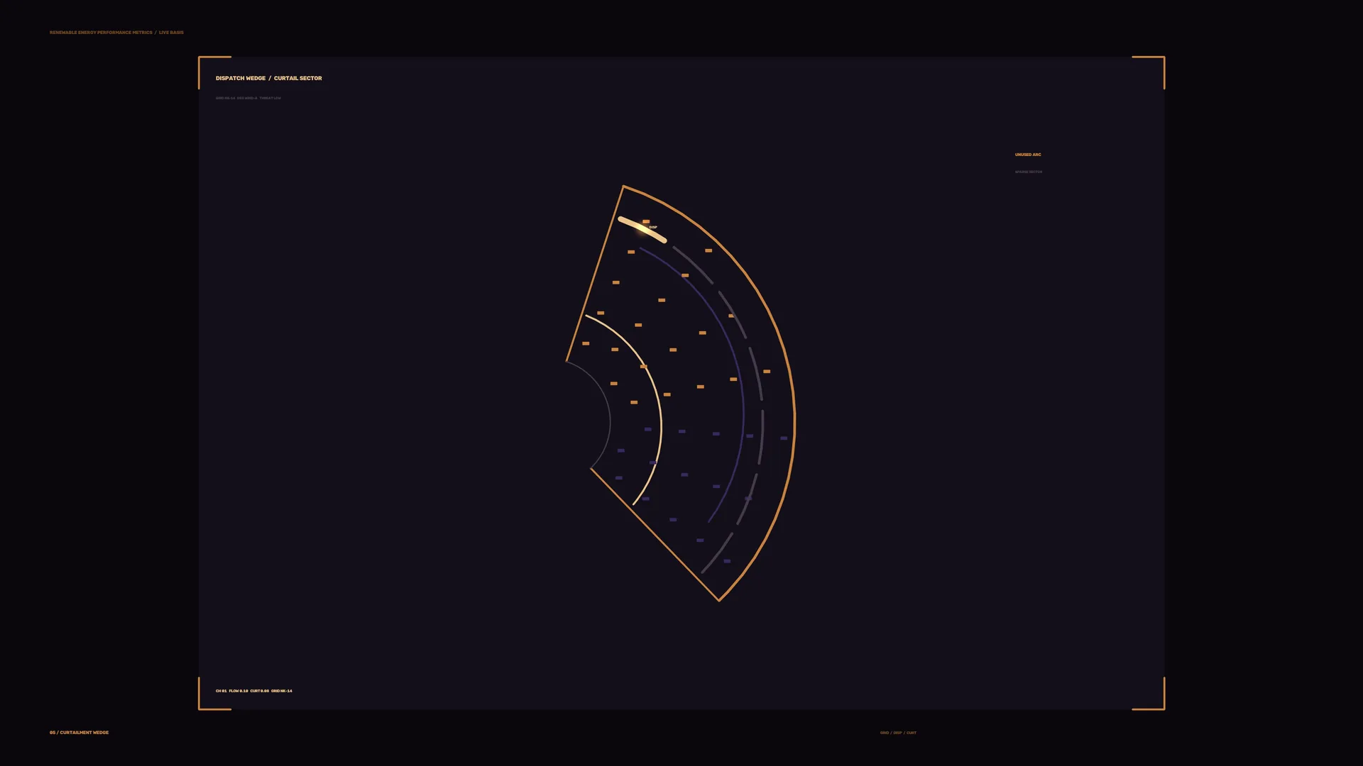 Amber radial schematic on a dark field — radial diagram wallpaper at 3840x2160