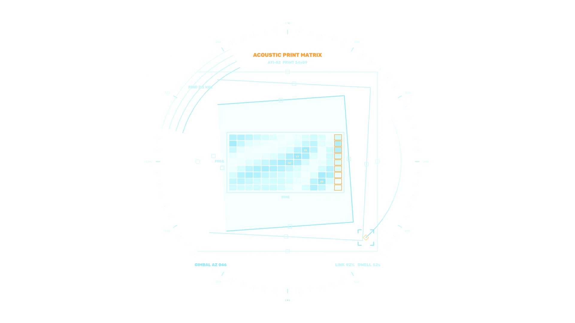 Cyan Acoustic Print Matrix on Black — technical diagram wallpaper at 3840x2160