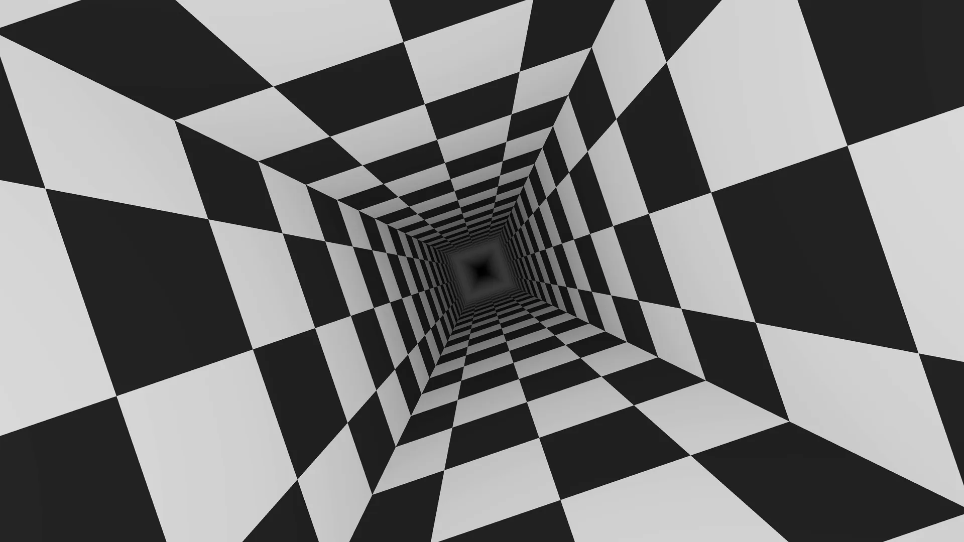 Monochrome checkerboard tunnel in deep perspective — checkerboard tunnel wallpaper at 3840x2160