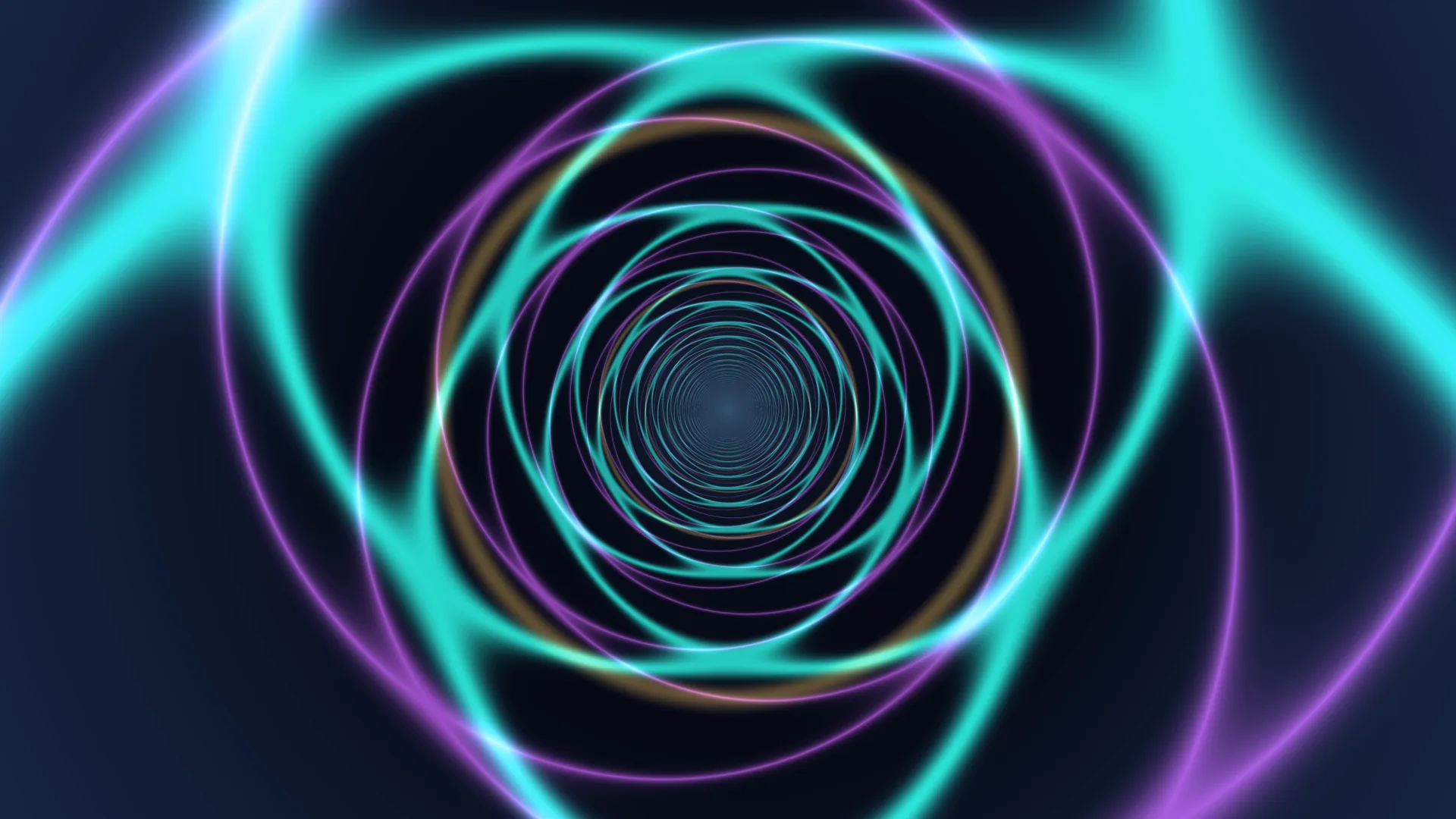 Concentric neon rings in a dark blue void — concentric rings wallpaper at 3840x2160