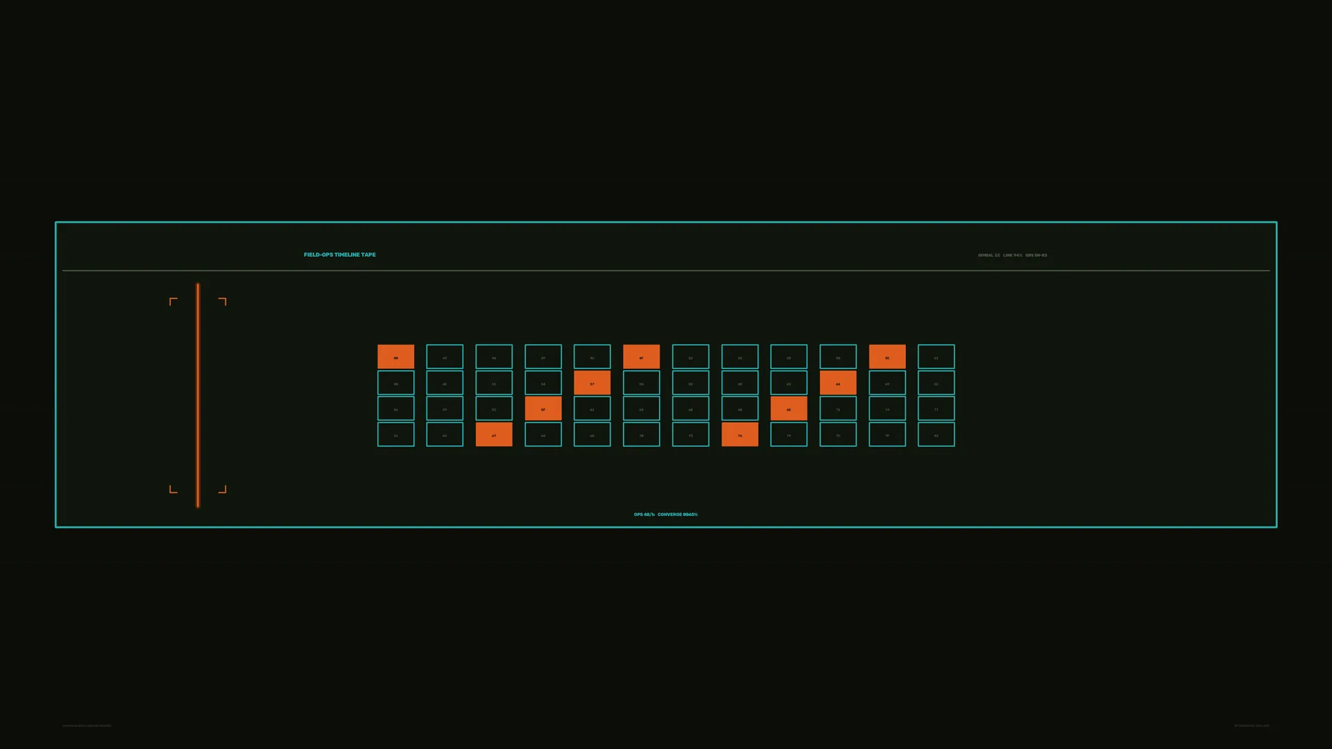 Cyan grid and orange signal on black — interface wallpaper at 3840x2160