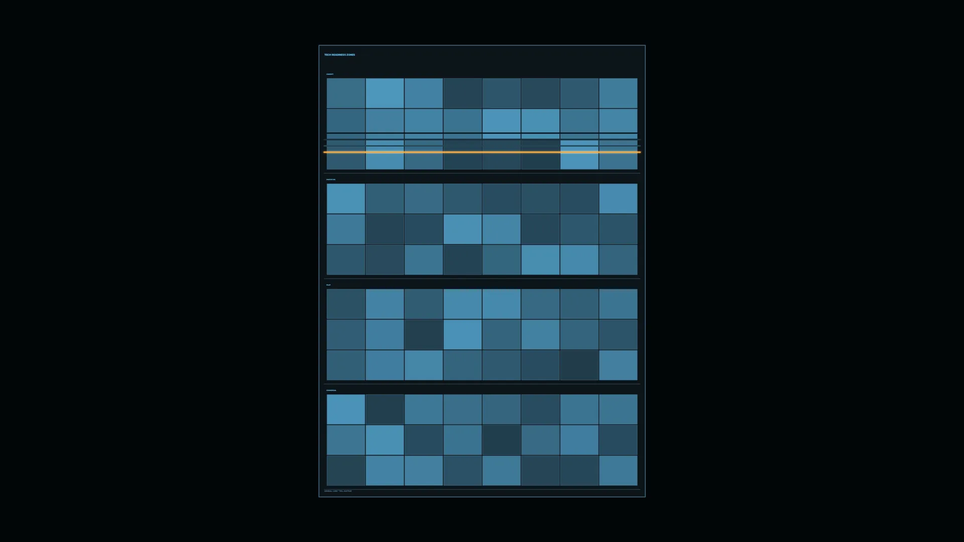 Blue Grid Panels with a Single Amber Line — blue grid wallpaper at 3840x2160