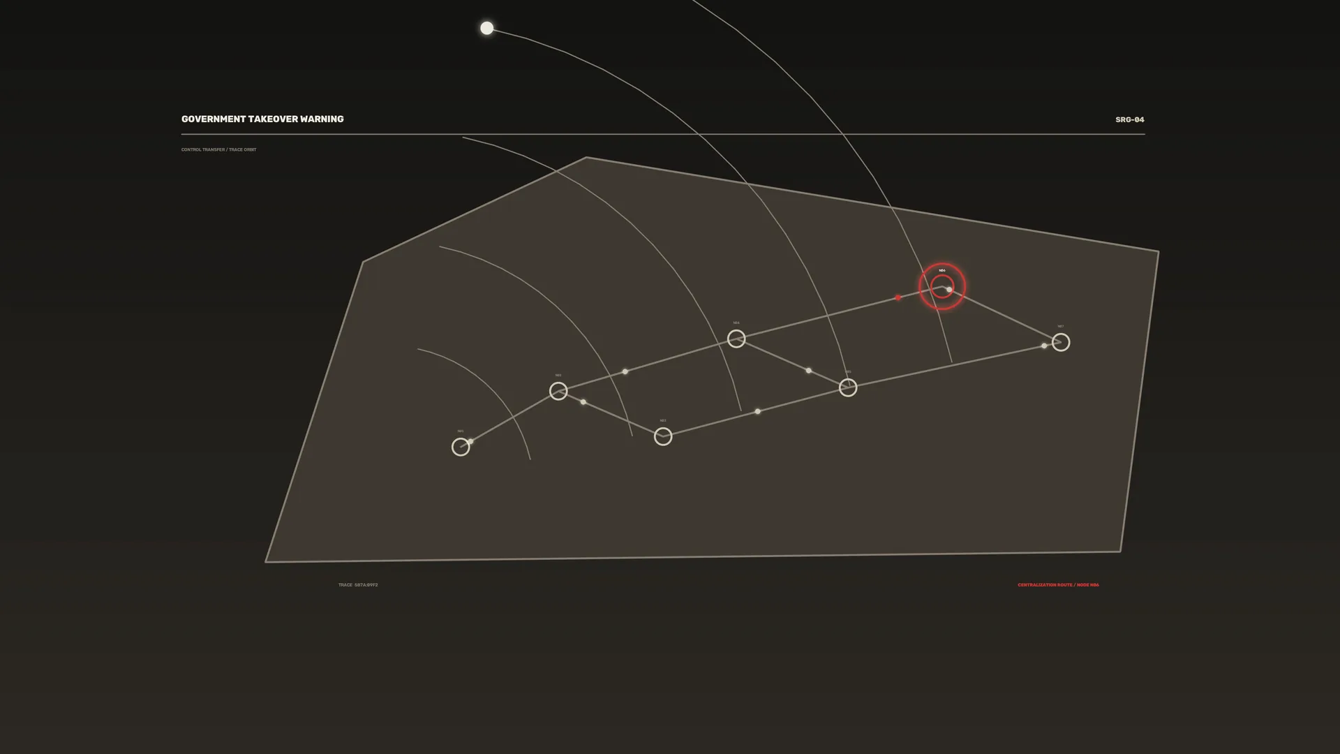 Orbital route diagram in charcoal and red — orbital diagram wallpaper at 3840x2160