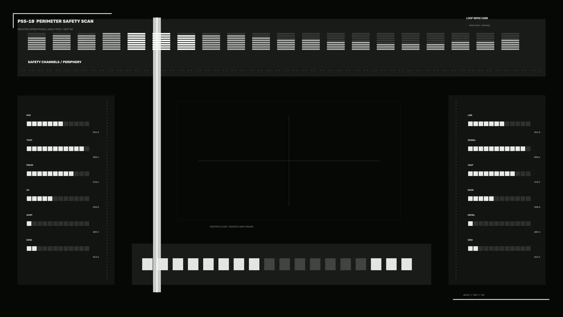 Monochrome reactor perimeter control interface — industrial interface wallpaper at 3840x2160