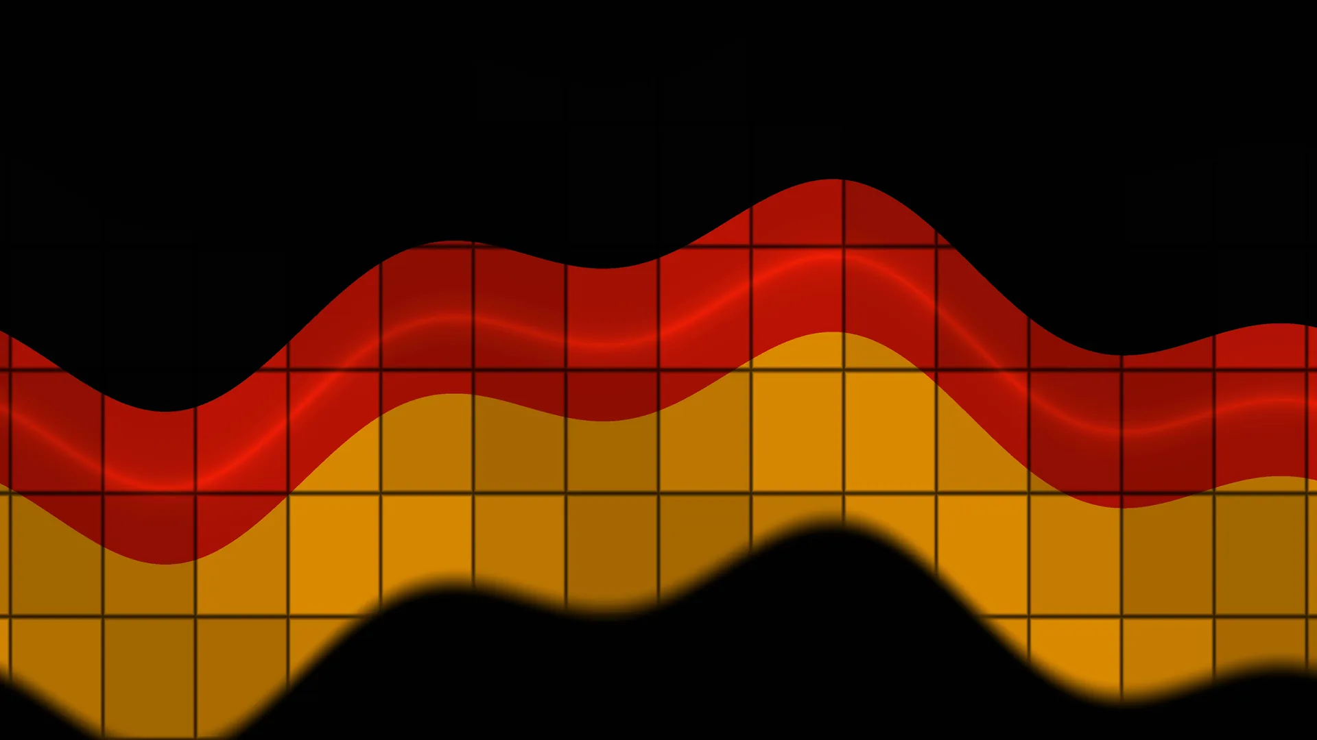 Red and Amber Waves Across a Dark Grid — abstract wallpaper at 3840x2160