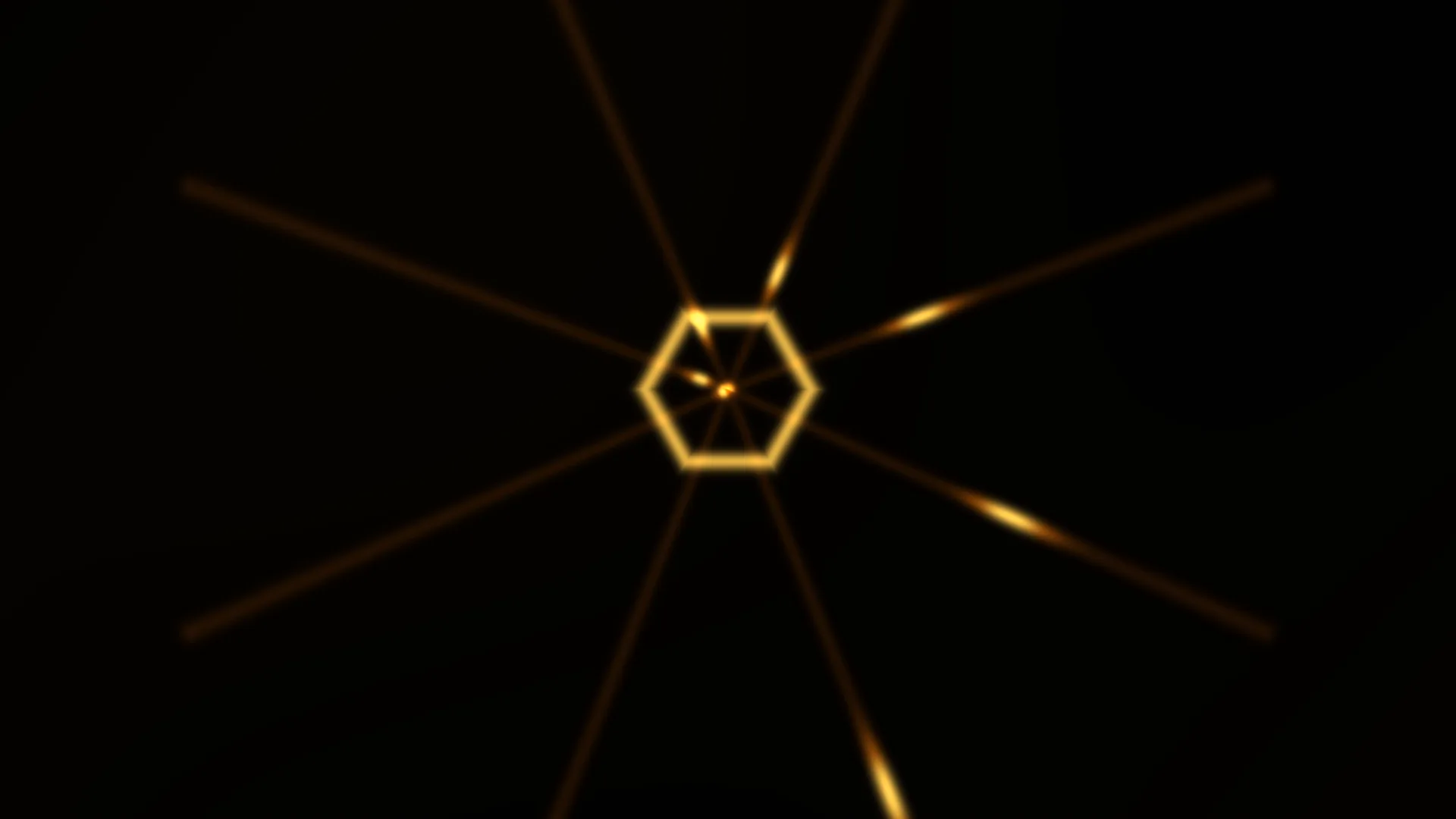 Amber hexagon with radial light lines — hexagon wallpaper at 3840x2160