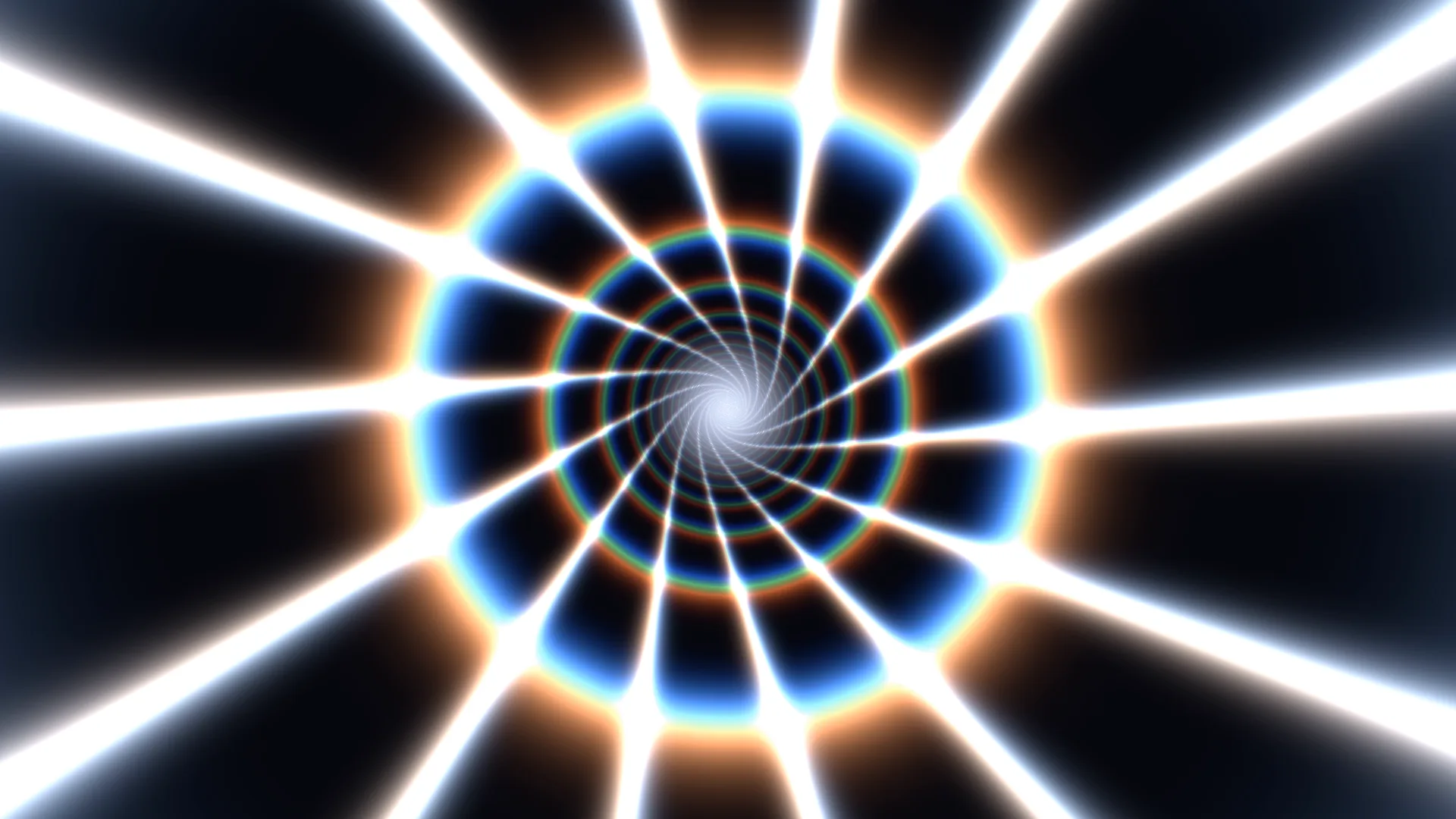 Radiant Spiral of Blue, Amber and White Light — spiral wallpaper at 3840x2160