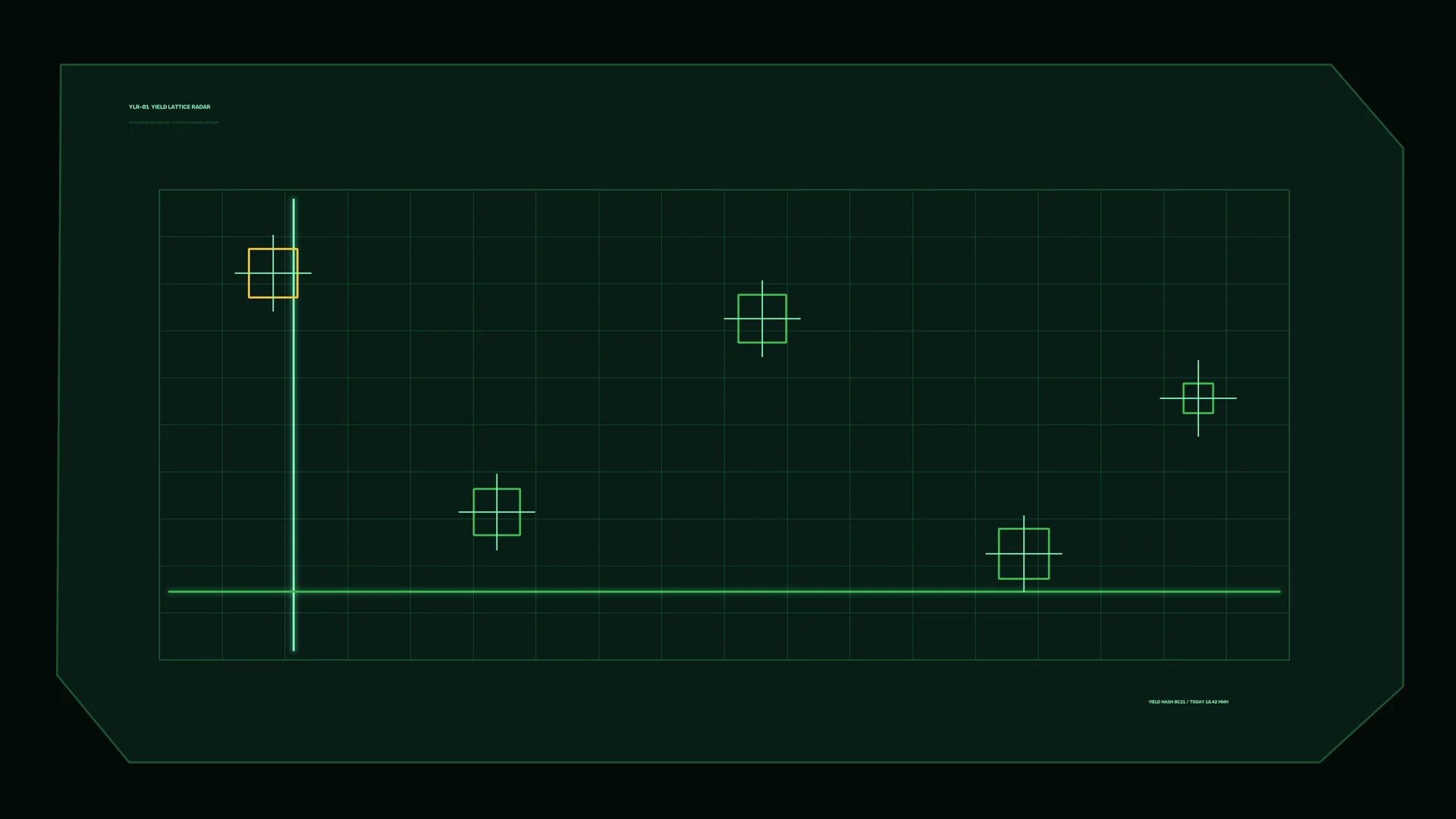 Neon radar grid with geometric signal markers — radar wallpaper at 3840x2160
