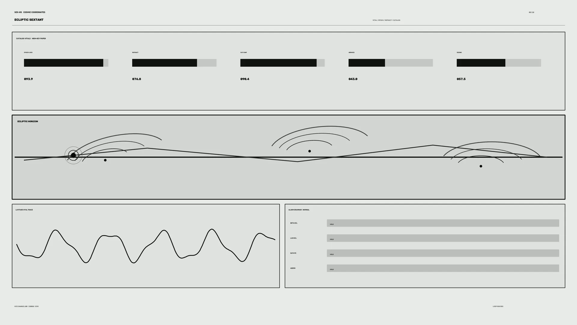 Ecliptic horizon in monochrome linework — ecliptic horizon wallpaper at 3840x2160