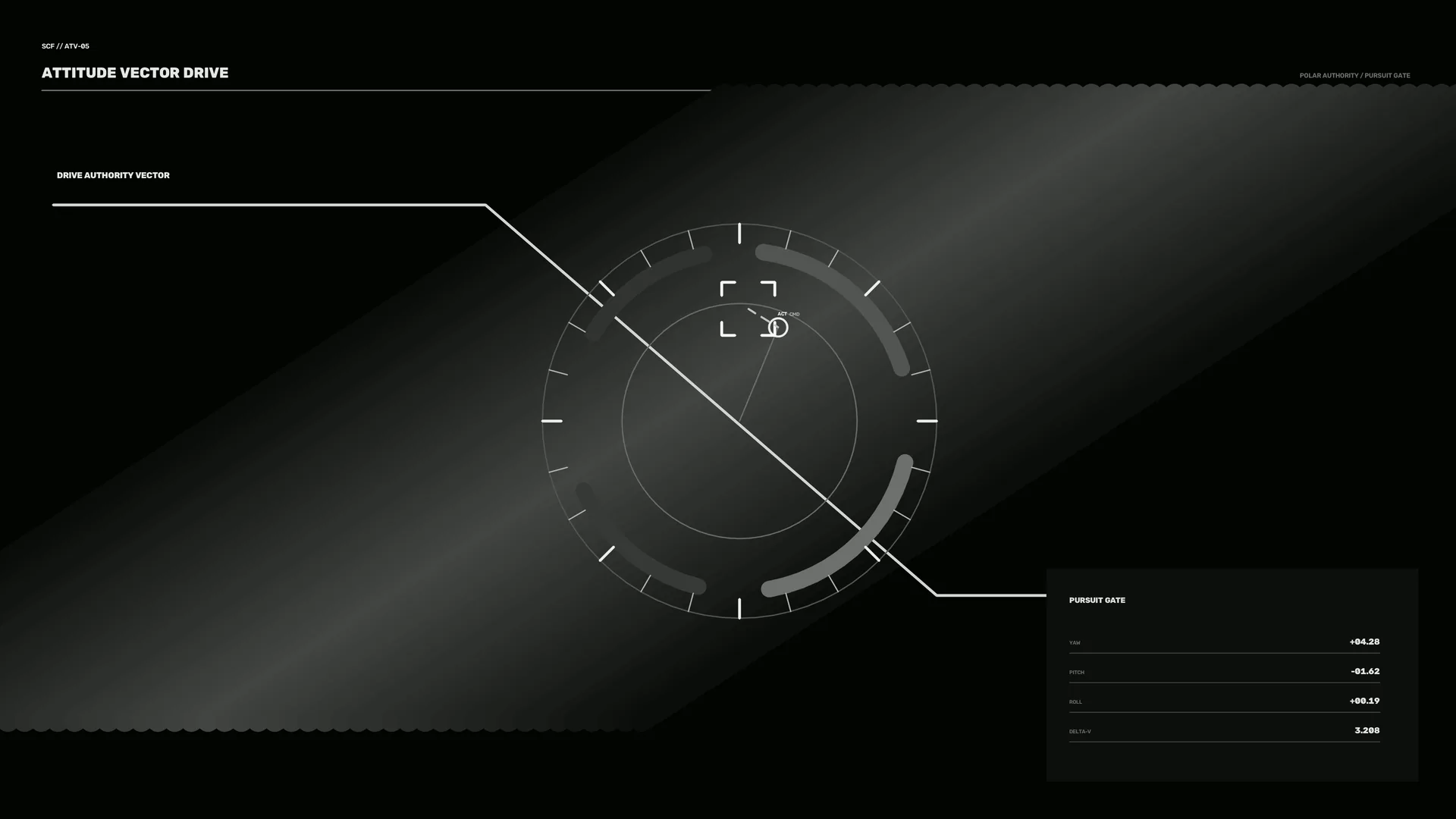 Monochrome orbital interface with circular targeting grid — orbital interface wallpaper at 3840x2160
