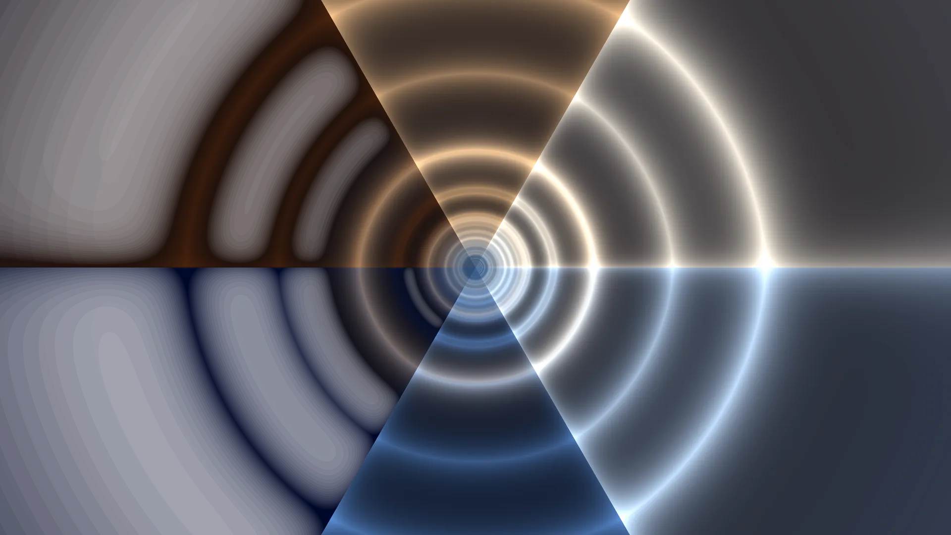 Concentric light across a divided horizon — concentric rings wallpaper at 3840x2160