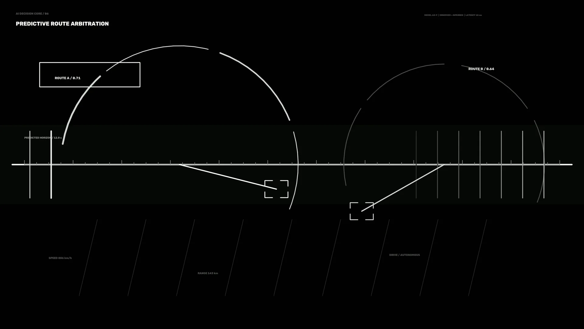 Predictive Route Arbitration in Monochrome Lines — predictive routing wallpaper at 3840x2160