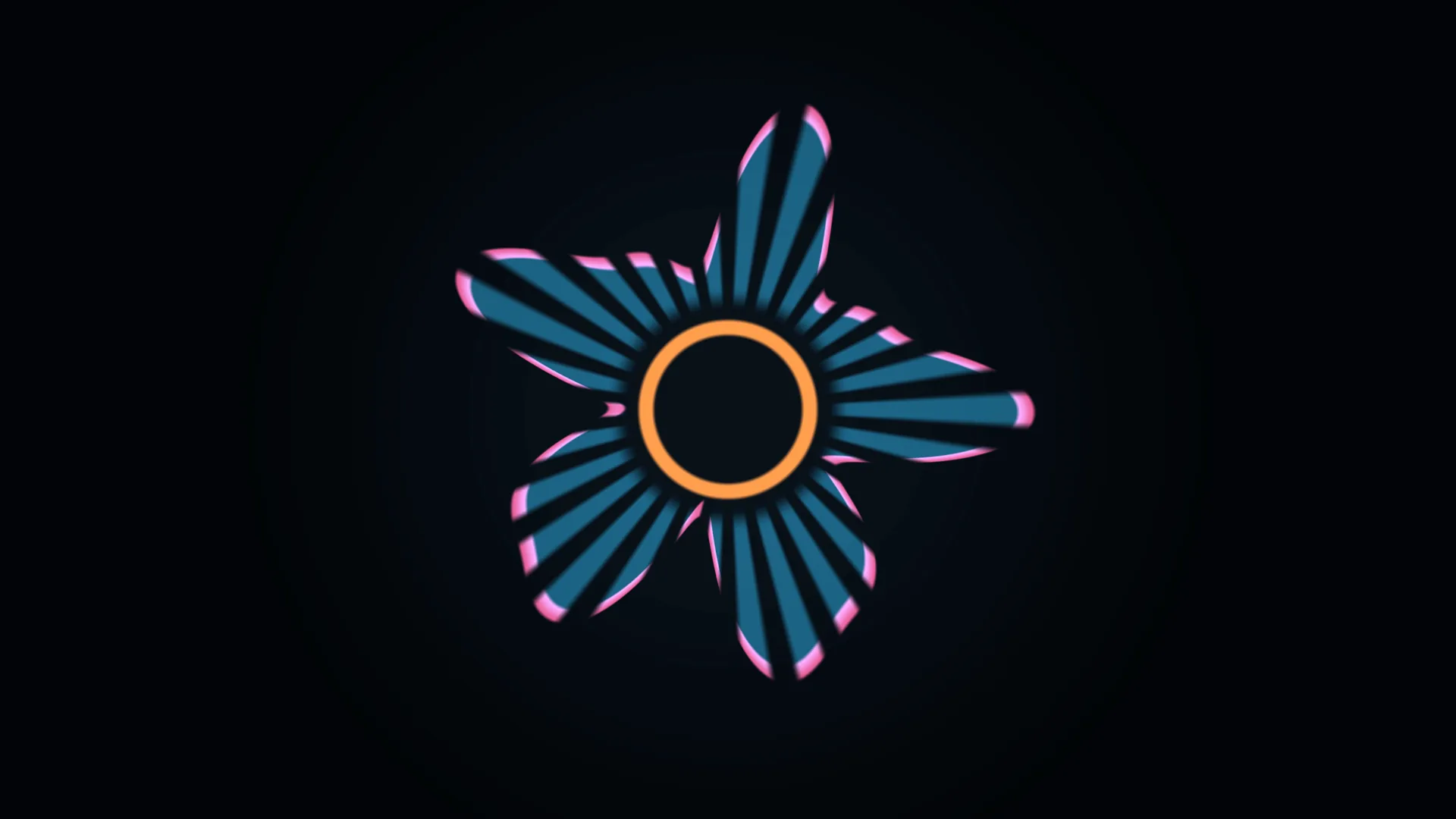 Neon radial flower on a field of midnight blue — radial flower wallpaper at 3840x2160
