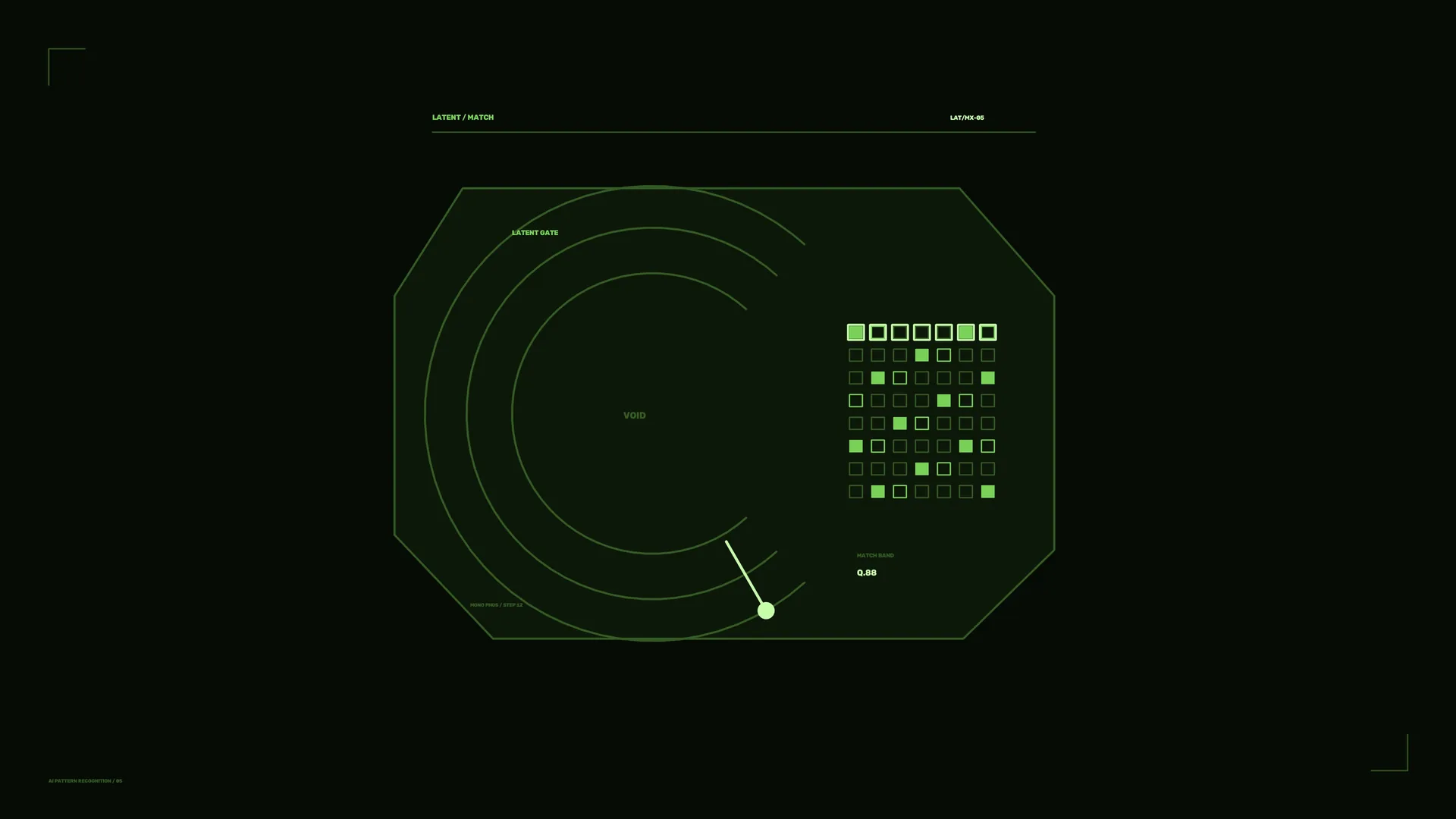 Green radar geometry on a dark field — radar wallpaper at 3840x2160