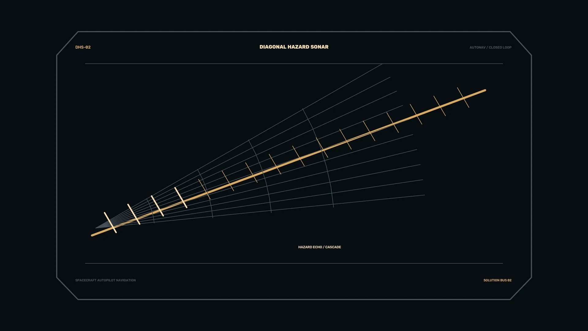 Amber diagonal sonar geometry on a dark field — sonar wallpaper at 3840x2160