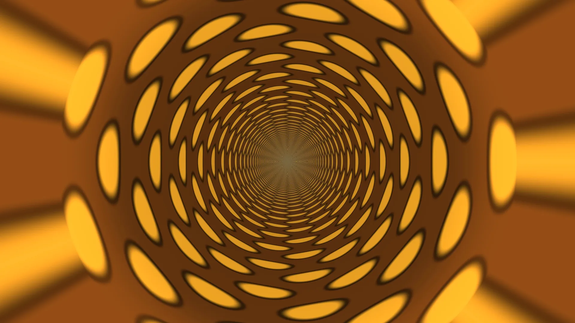Amber elliptical tunnel of repeating light — amber wallpaper at 3840x2160