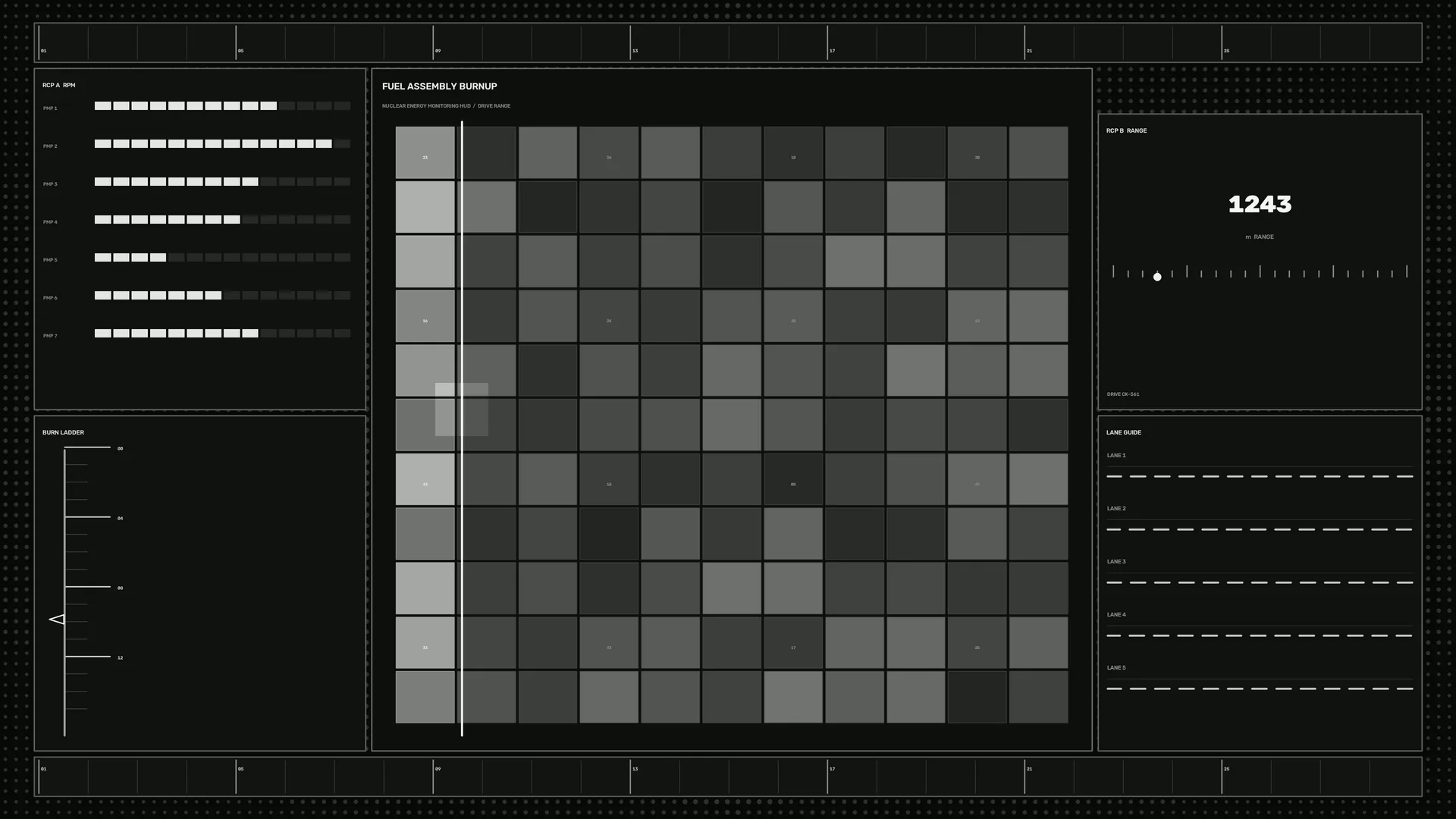 Monochrome Grid Dashboard with Signal Panels — dashboard wallpaper at 3840x2160