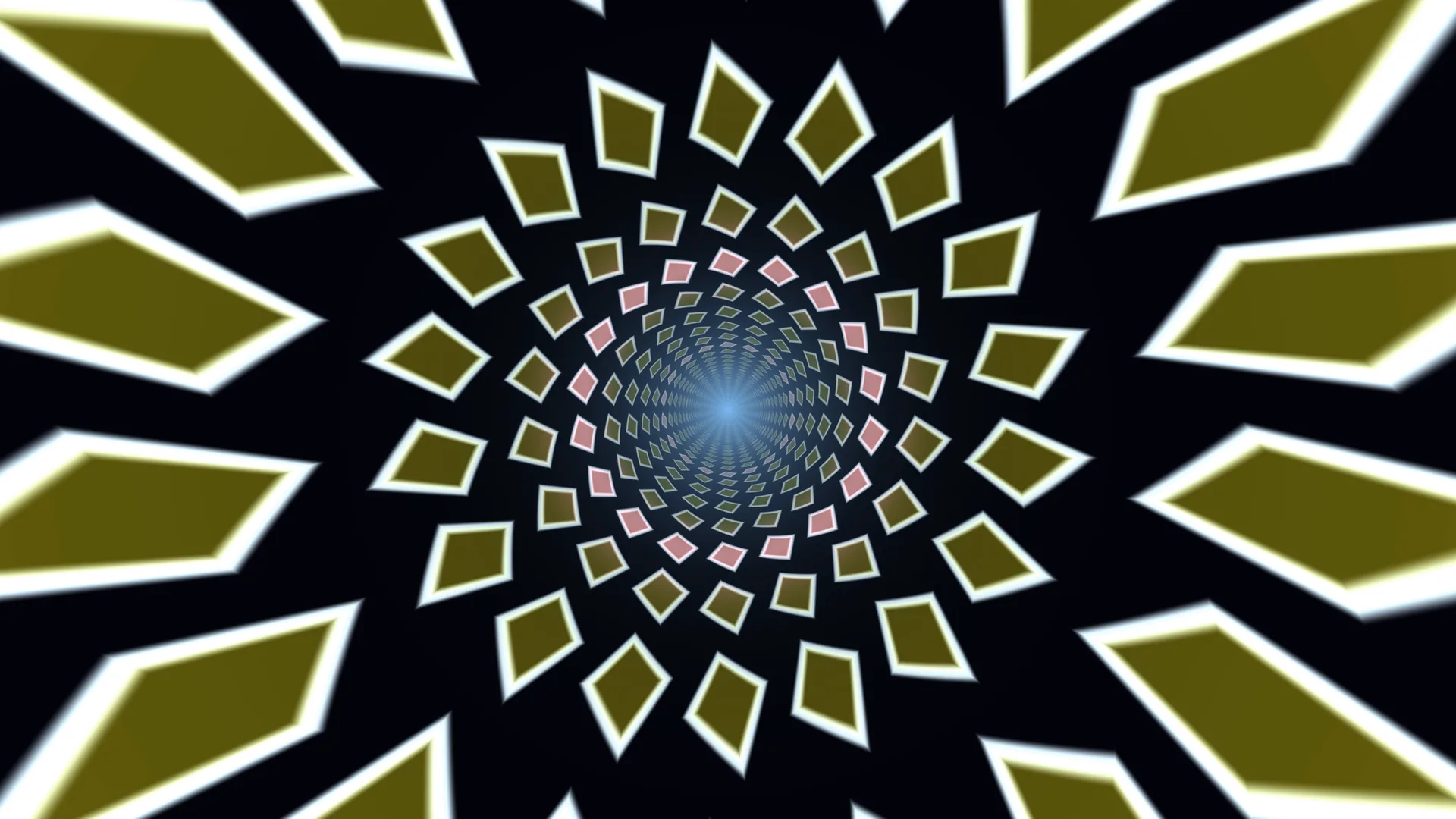 Olive geometric tunnel with a blue vanishing point — geometric tunnel wallpaper at 3840x2160