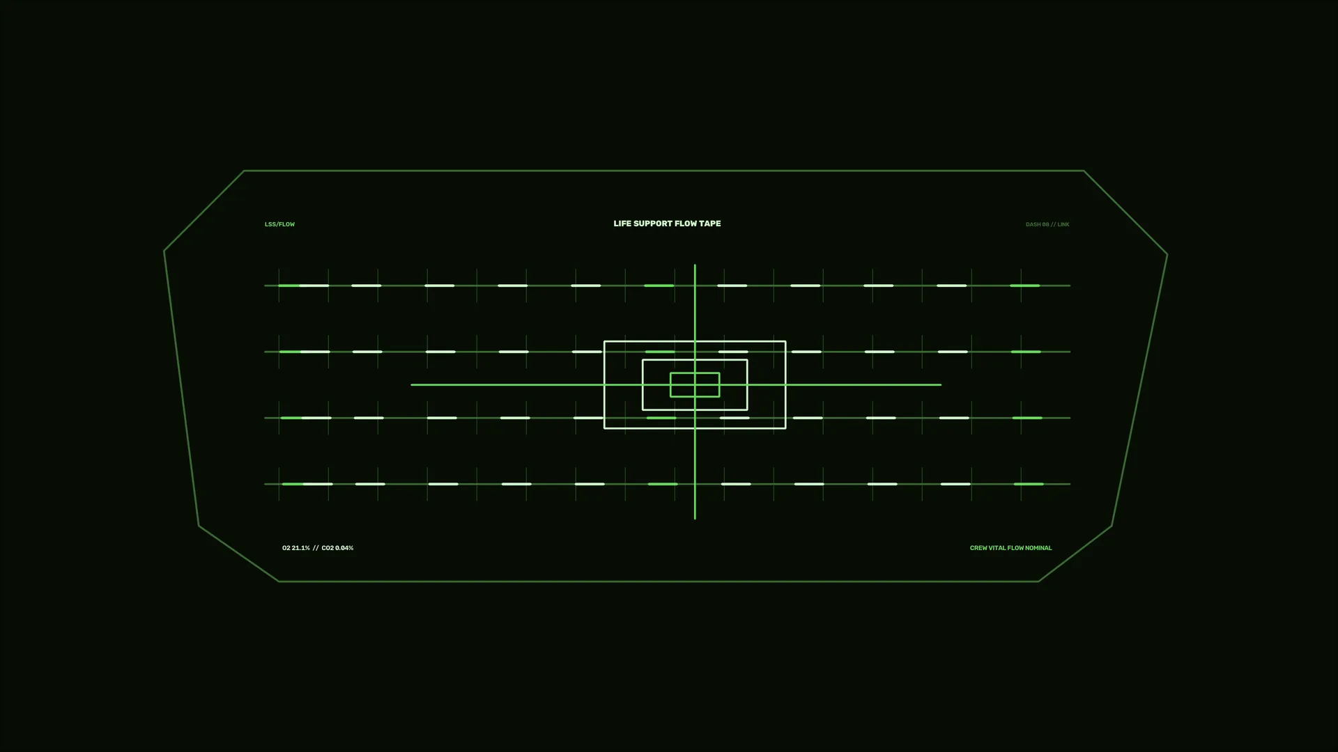 Green life-support flow diagram on black — life support diagram wallpaper at 3840x2160