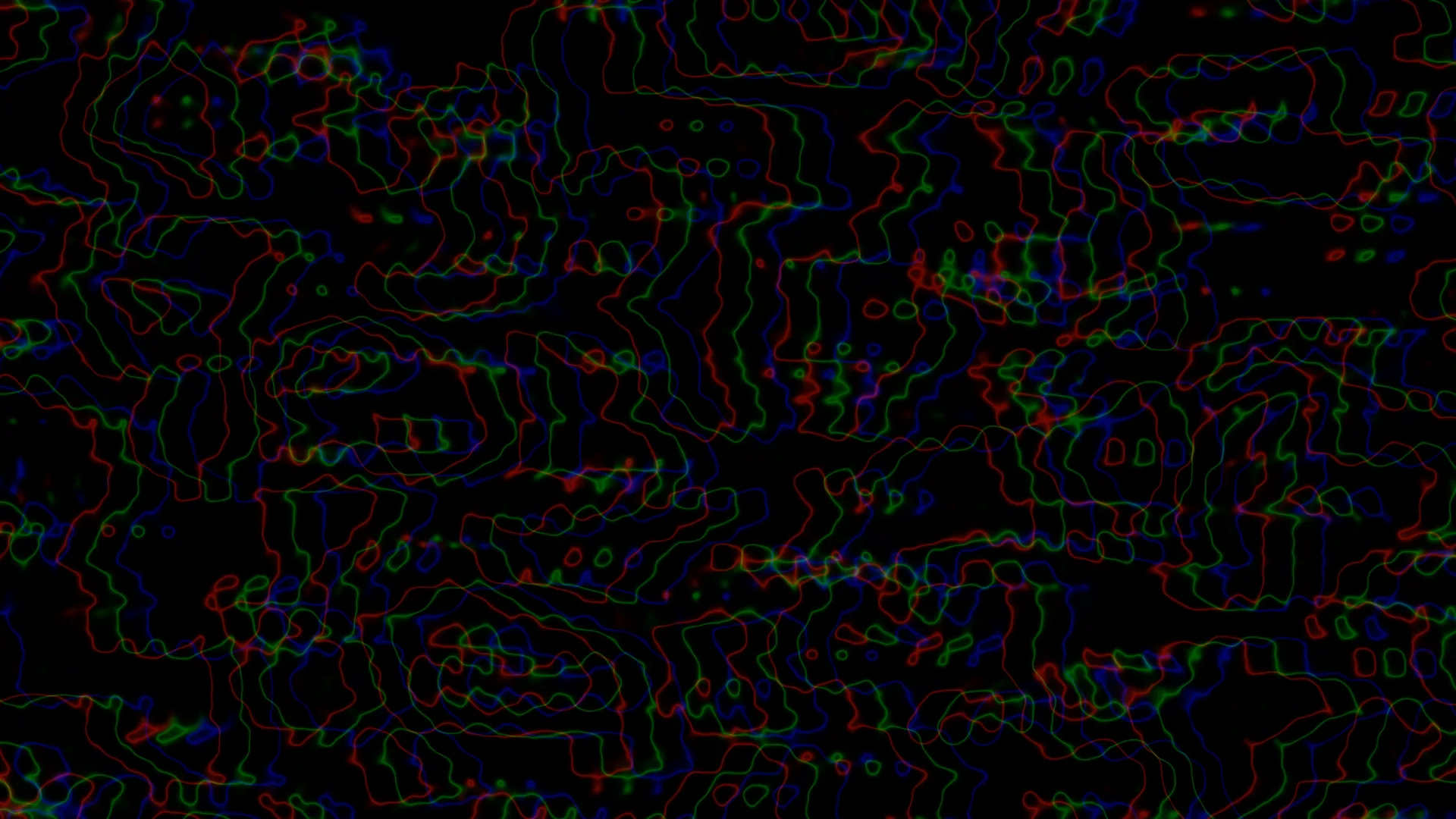 Chromatic contour lines across a black field — abstract wallpaper at 3840x2160