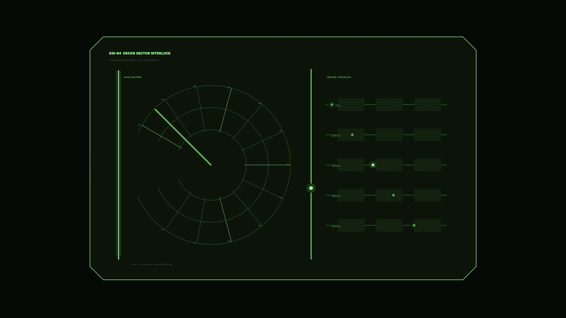 Green orbital interface on a dark grid — green interface wallpaper at 3840x2160