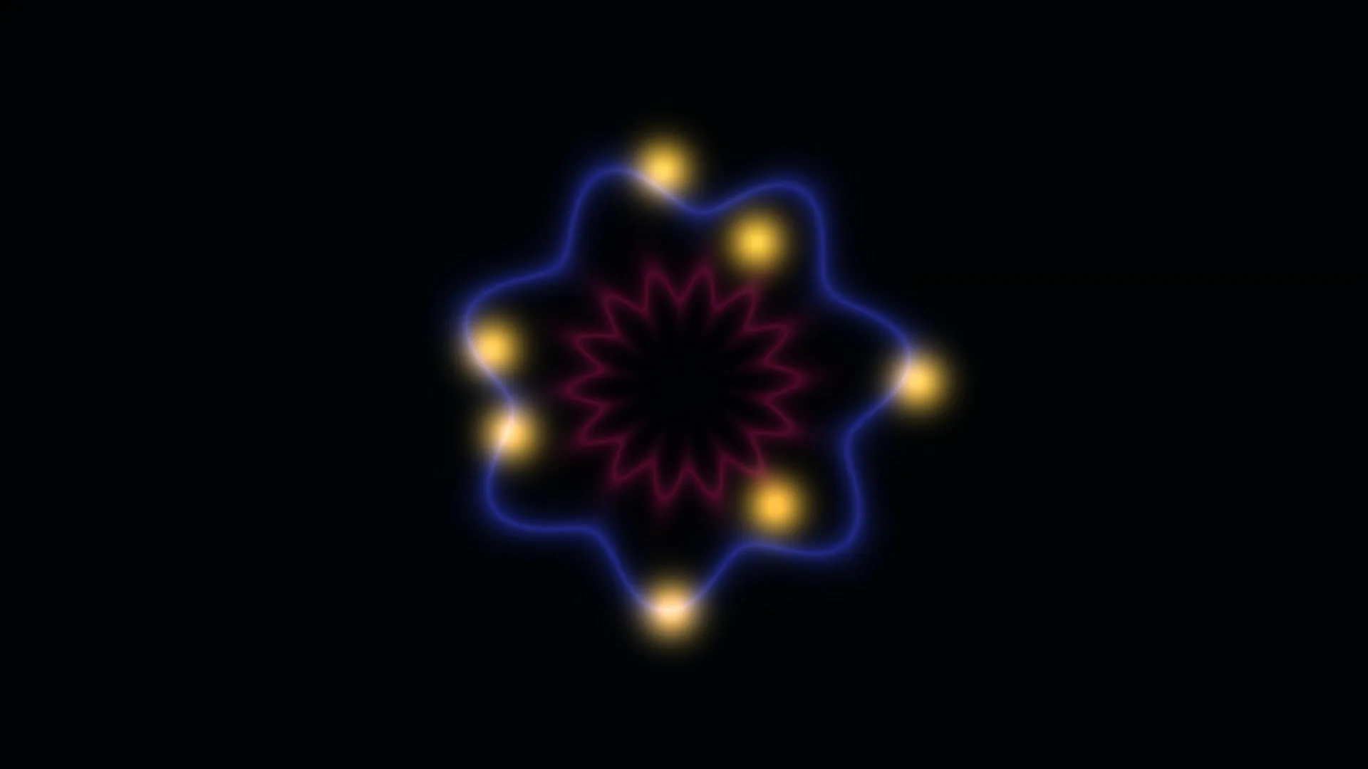 Neon rosette with blue orbit and amber lights — neon rosette wallpaper at 3840x2160