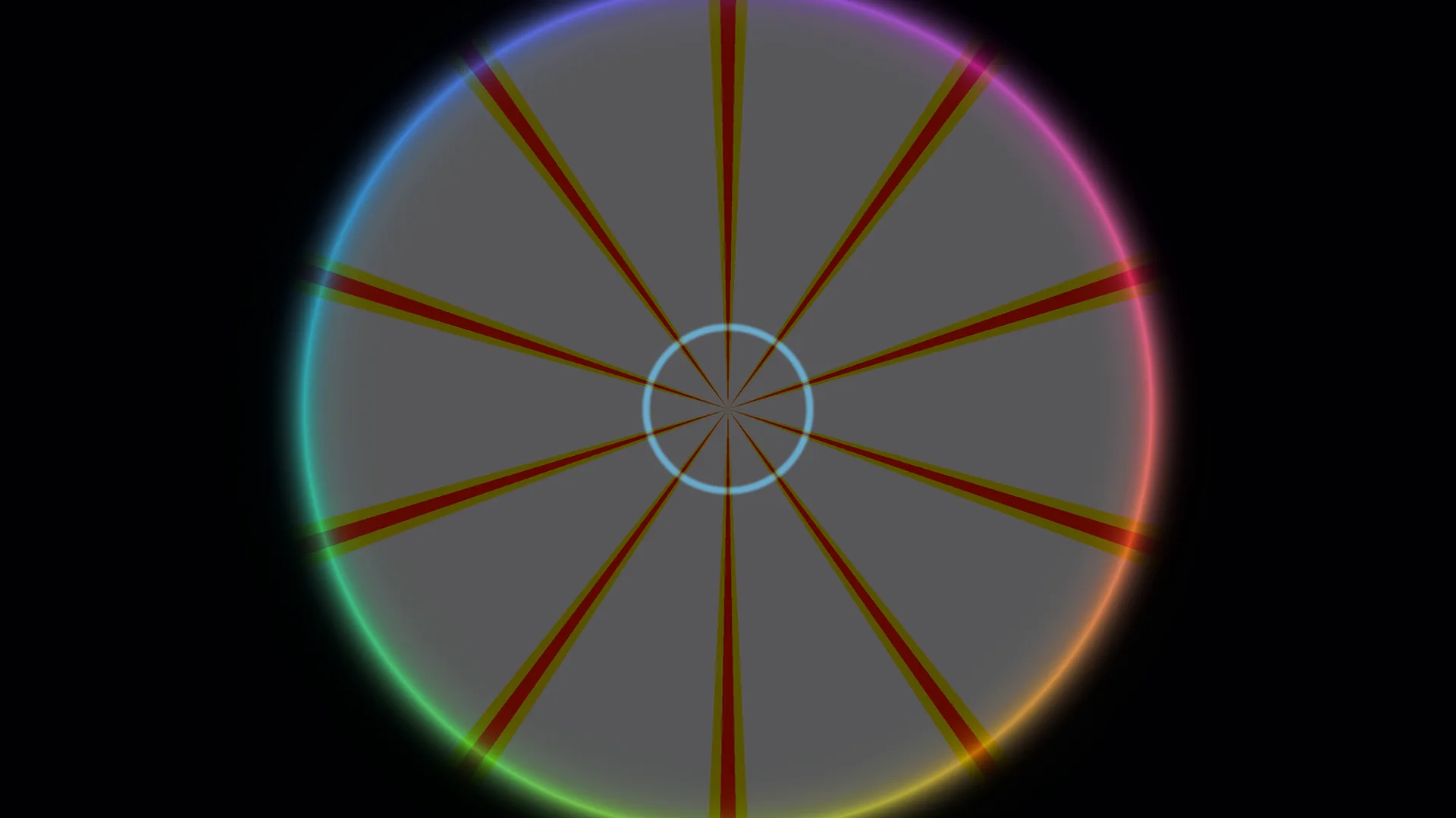Prismatic radial disc on a field of black — radial disc wallpaper at 3840x2160