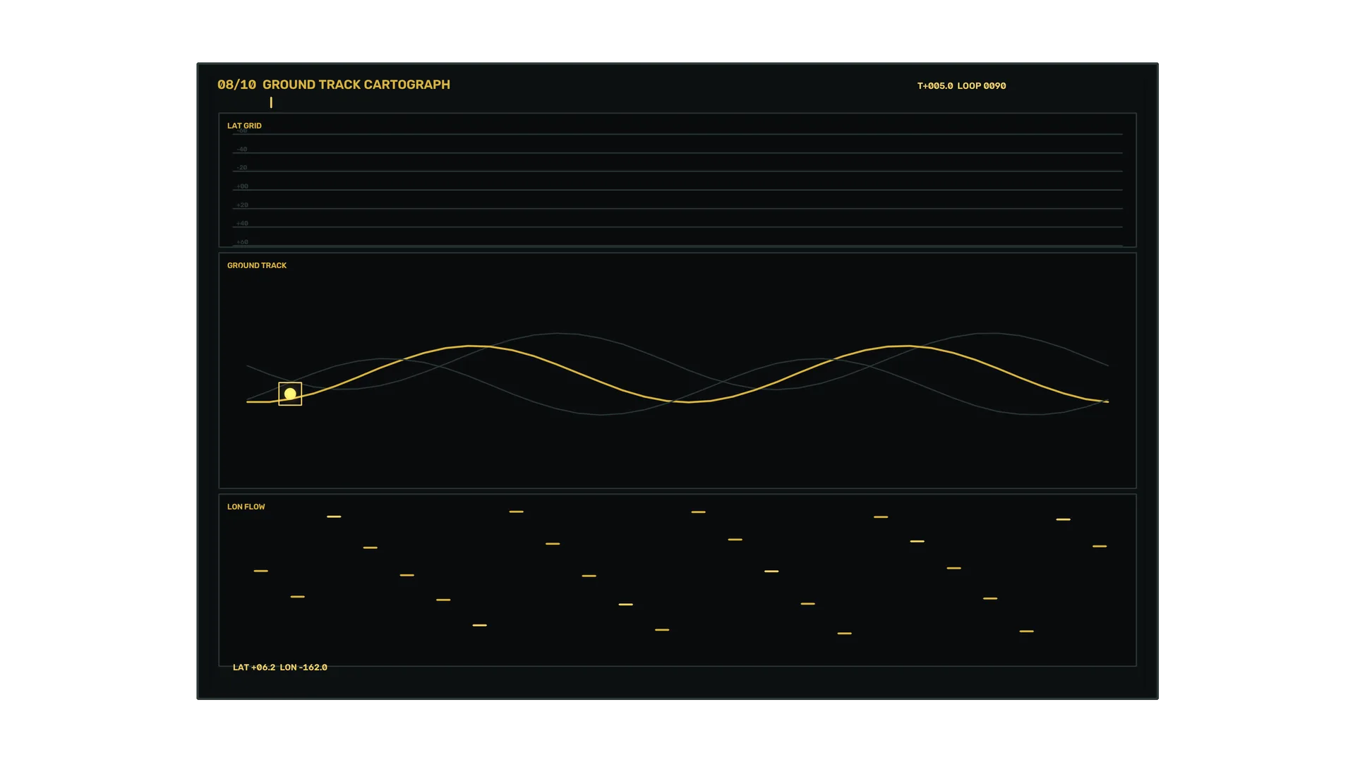 Ground track cartograph in amber and graphite — ground track wallpaper at 3840x2160