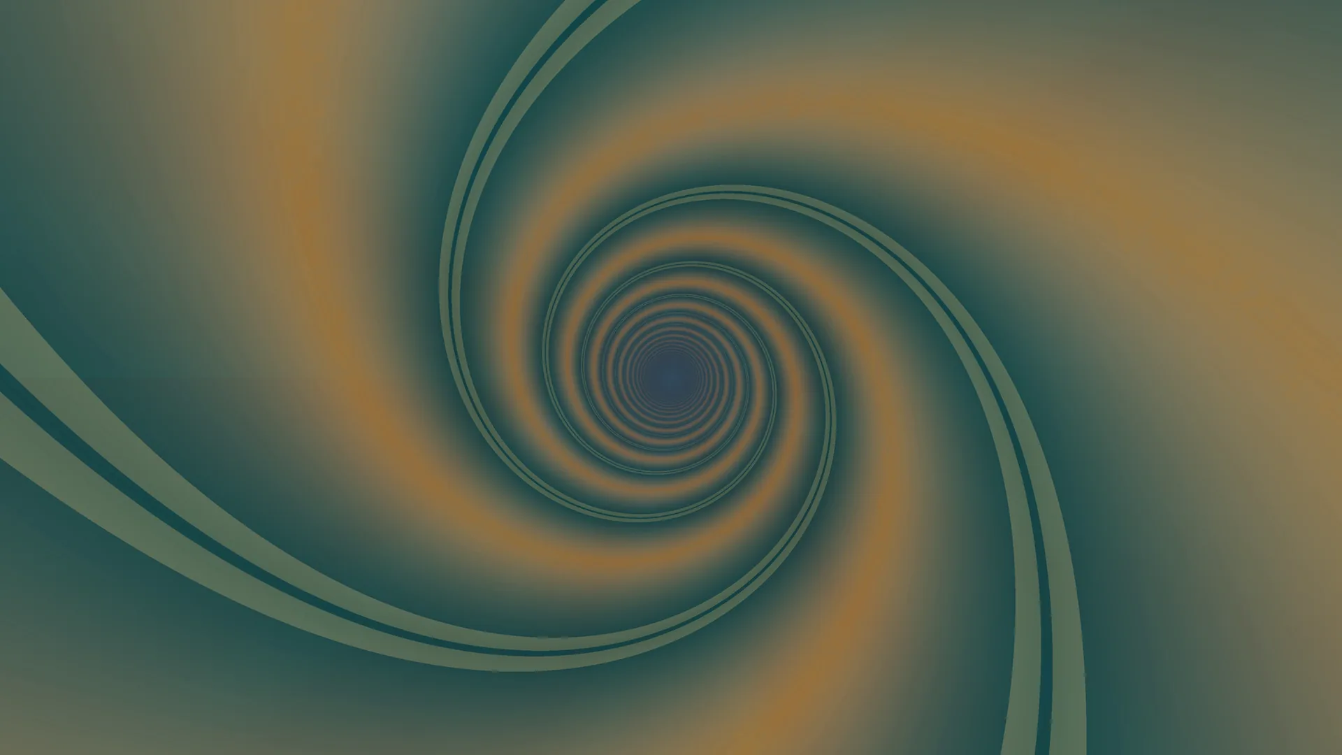 Concentric spiral in teal and amber light — concentric spiral wallpaper at 3840x2160