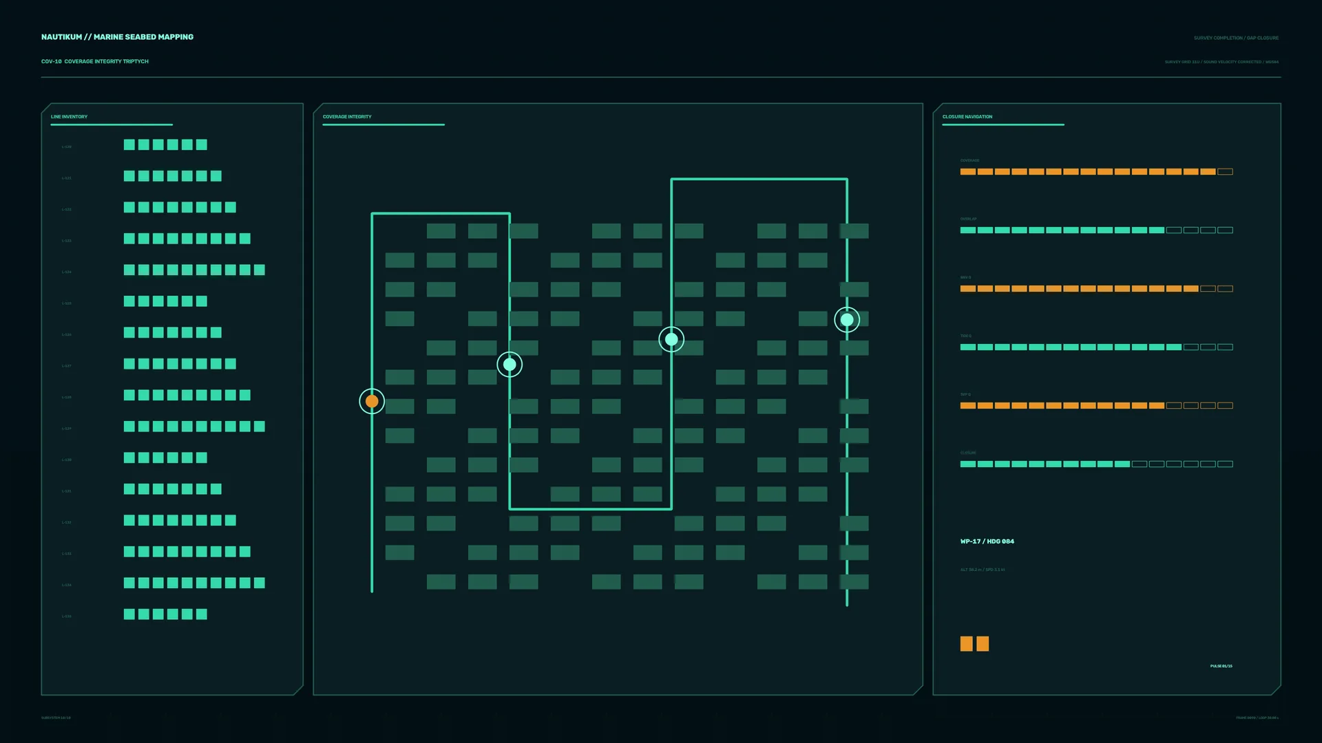 Marine seabed mapping in a geometric data grid — marine seabed mapping wallpaper at 3840x2160