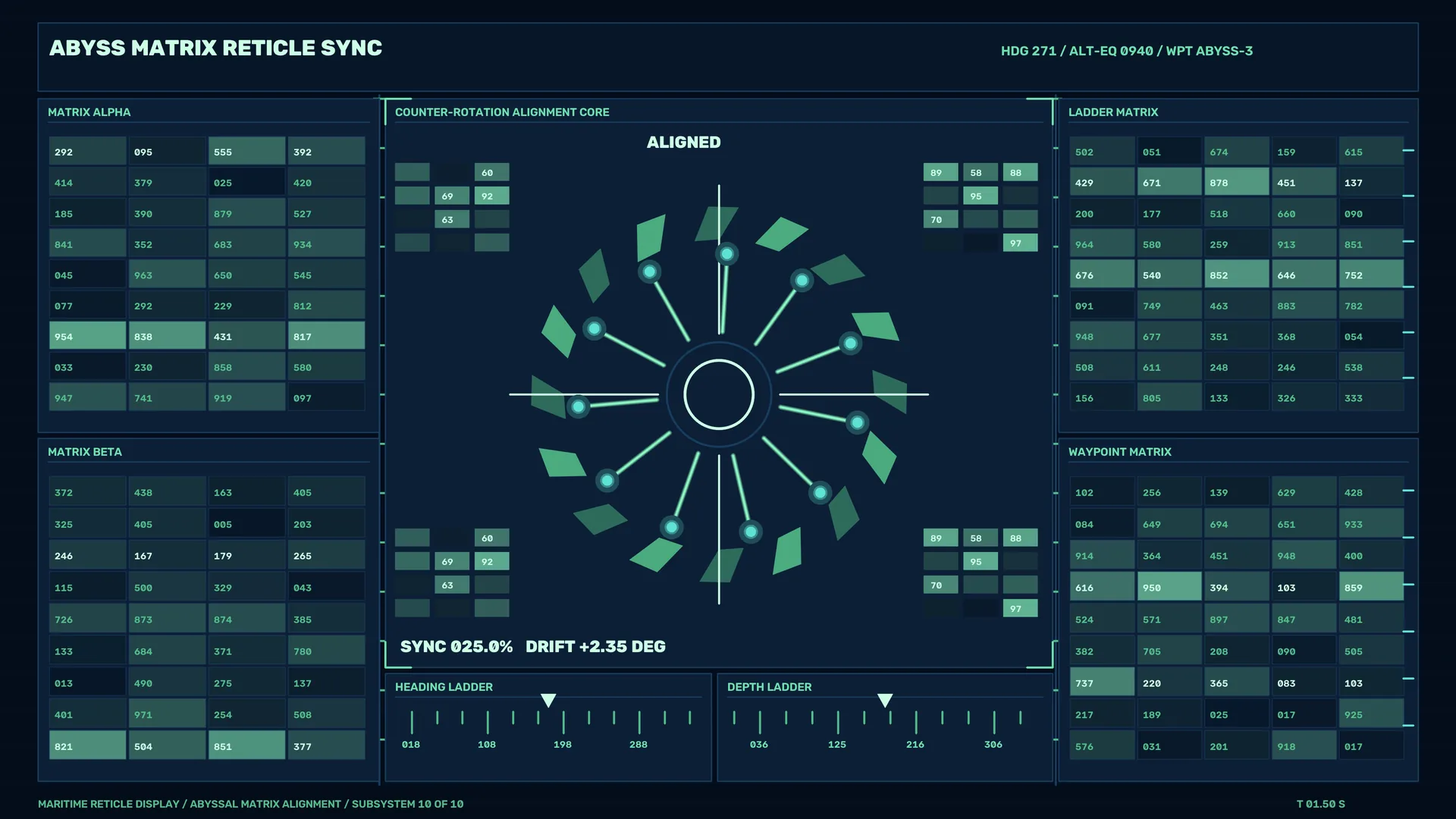 Abyssal matrix alignment interface in teal — interface wallpaper at 3840x2160