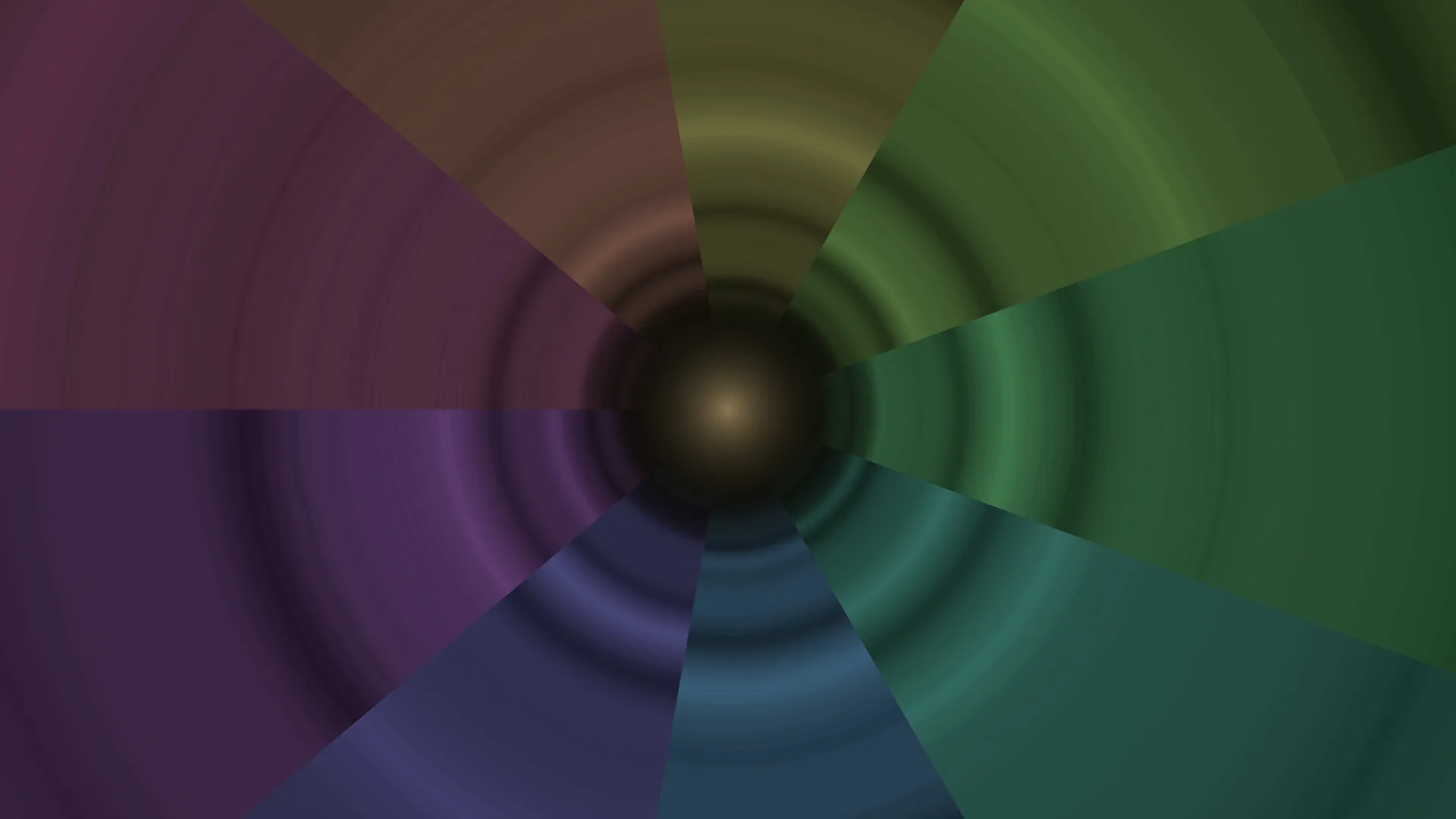Radial colour fields around a muted centre — radial abstract wallpaper at 3840x2160