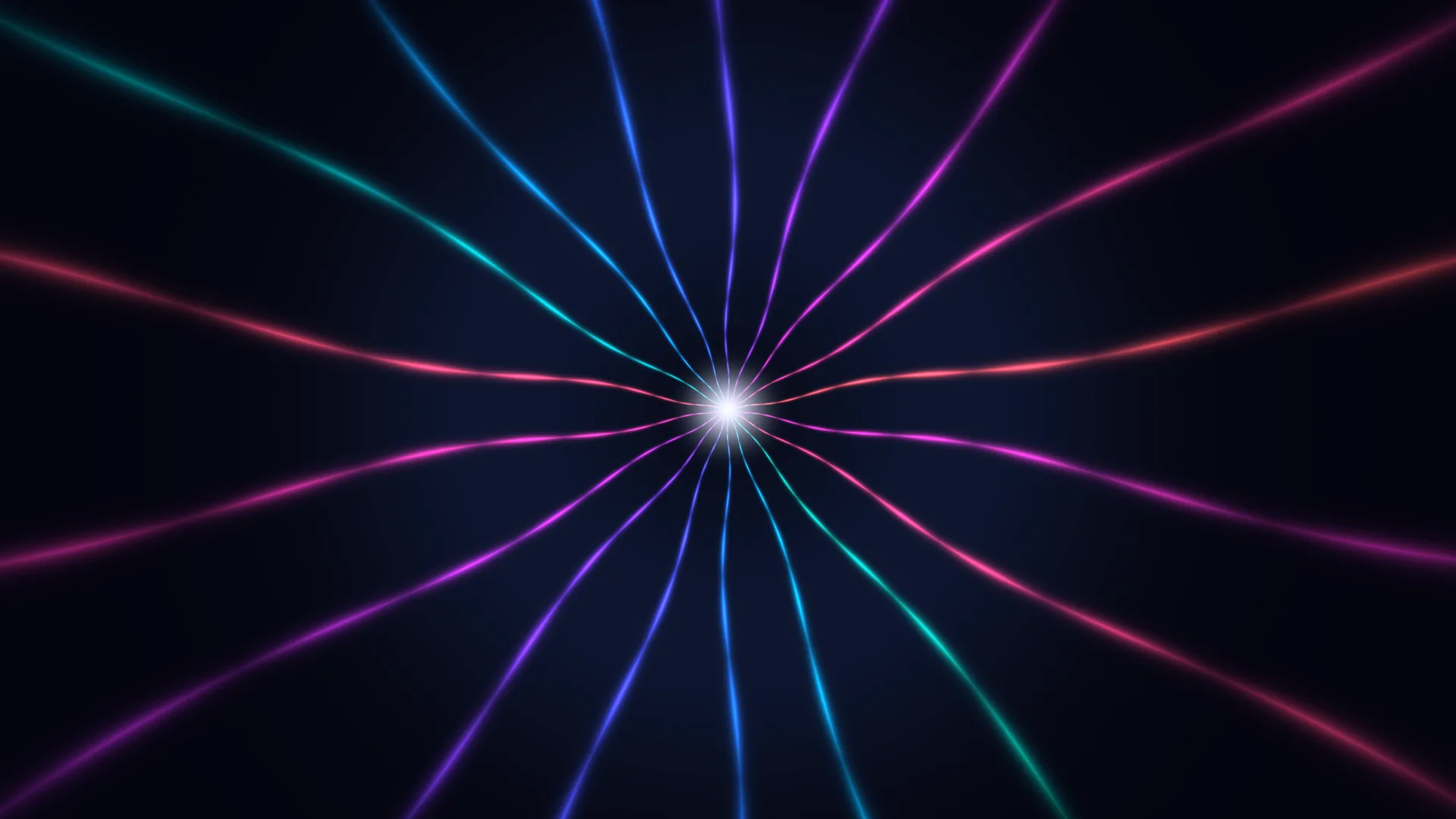 Neon rays converging in a dark blue field — neon rays wallpaper at 3840x2160